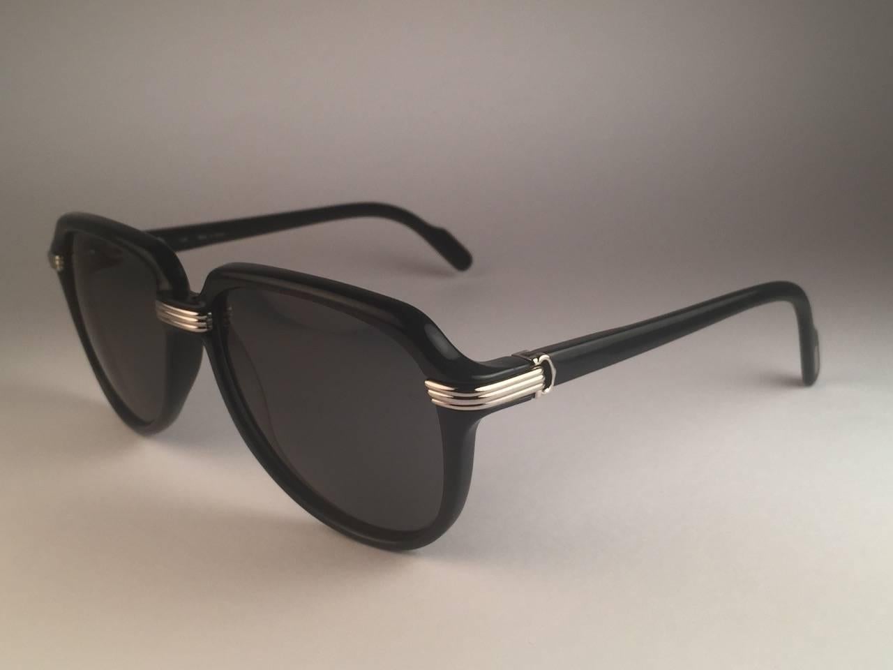 New Cartier Vitesse Green Jade Platinum 58MM Platinum Sunglasses France  In New Condition In Baleares, Baleares