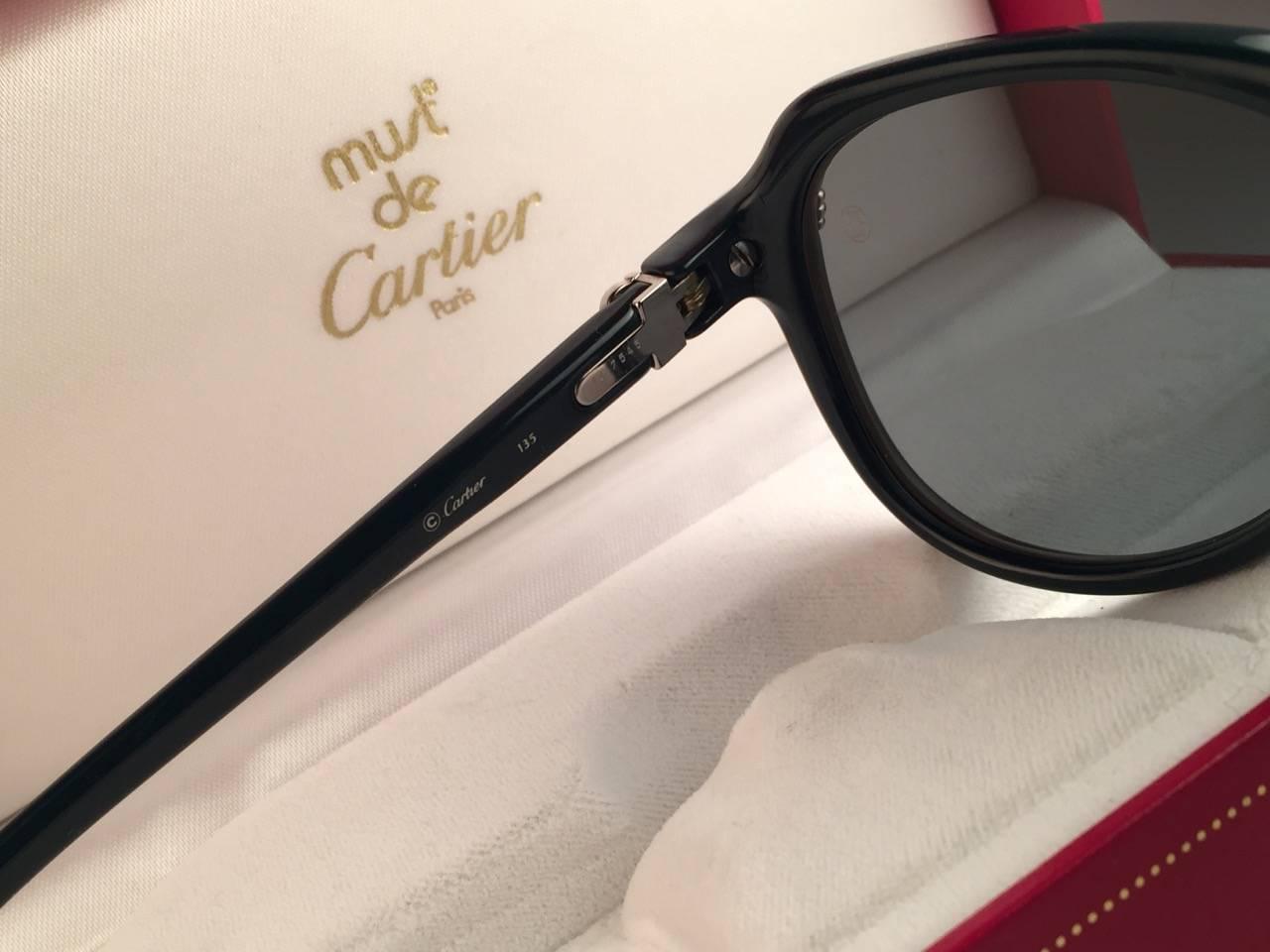 New Cartier Vitesse Green Jade Platinum 58MM Platinum Sunglasses France  1