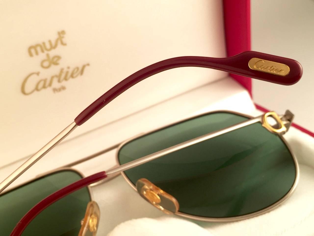 New Cartier Santos Screws Titanium 62Mm Grey Lens Heavy Plated Sunglasses France 3