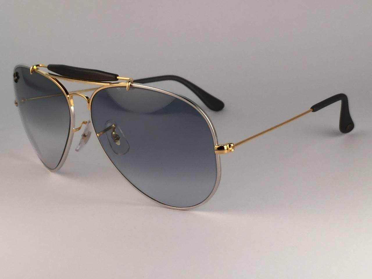 Gray New Ray Ban Precious Metals 24k Gold/Platinum B&L Outdoorsman 58' USA Sunglasses