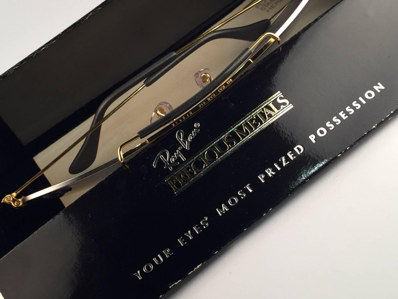 Nuovi occhiali da sole Ray Ban Precious Metals 24k Gold/Platinum B&L Outdoorsman 62' USA In condizioni Nuovo a Baleares, Baleares