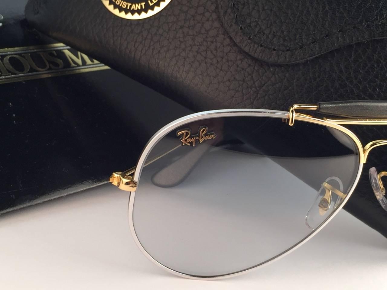 New Ray Ban Precious Metals 24k Gold/Platinum B&L Outdoorsman 62' USA Sunglasses In New Condition In Baleares, Baleares