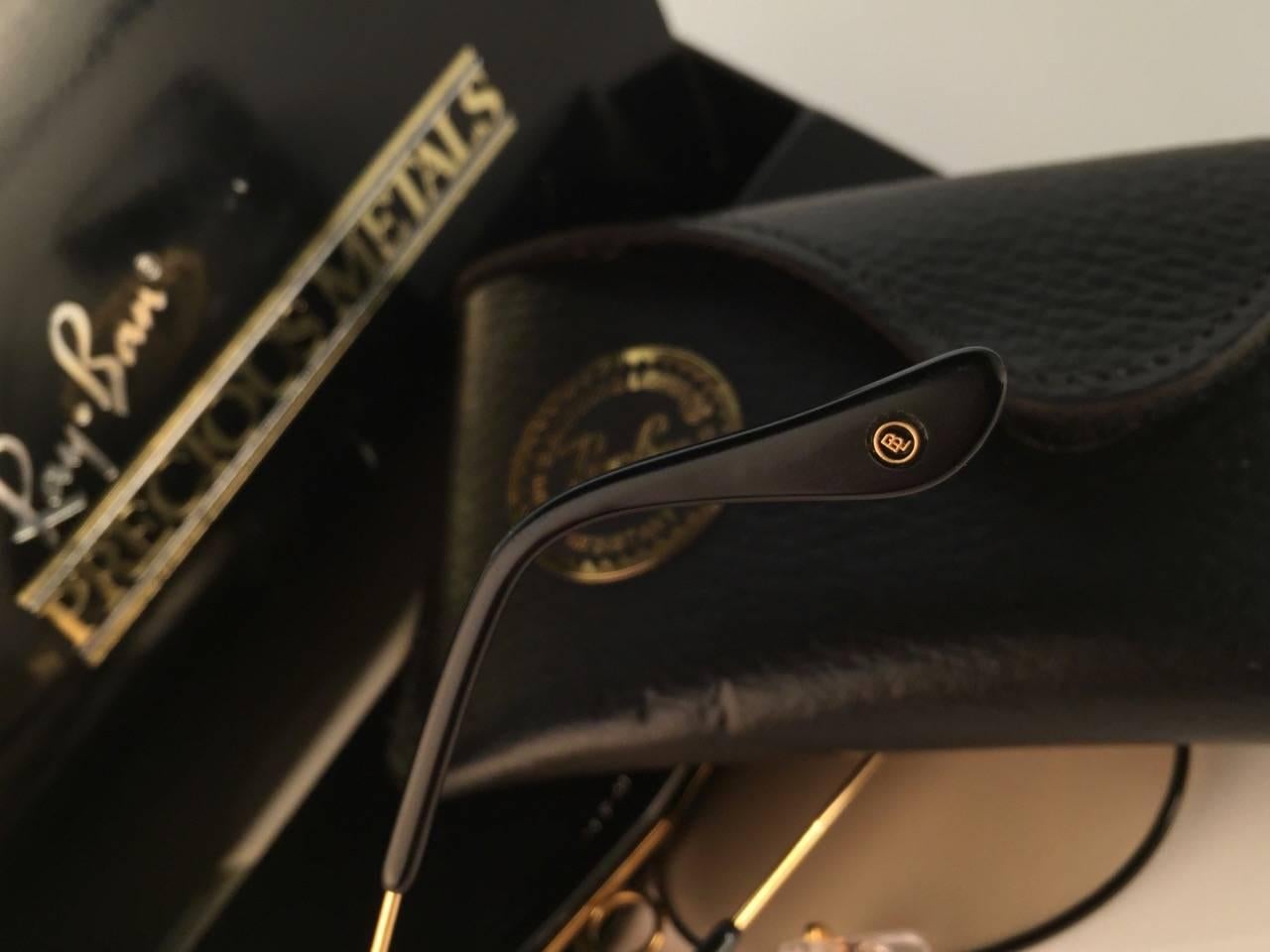 New Ray Ban Precious Metals 24K Gold & Black Shooter 62Mm USA Sunglasses In New Condition In Baleares, Baleares