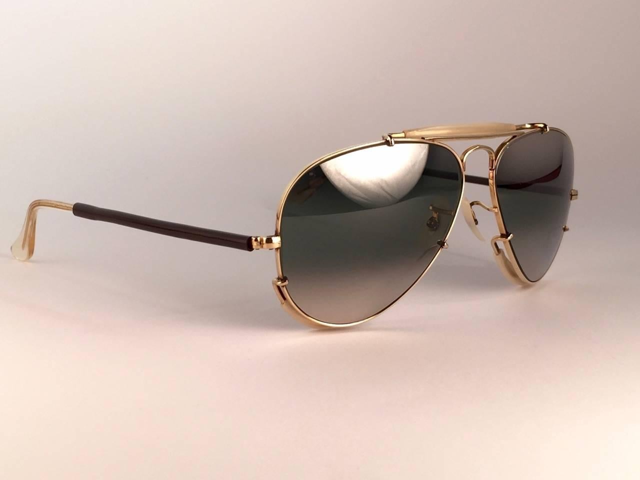Women's or Men's New Ray Ban Deep Freeze 12K Gold Outdoorsman Collectors Item USA Sunglasses