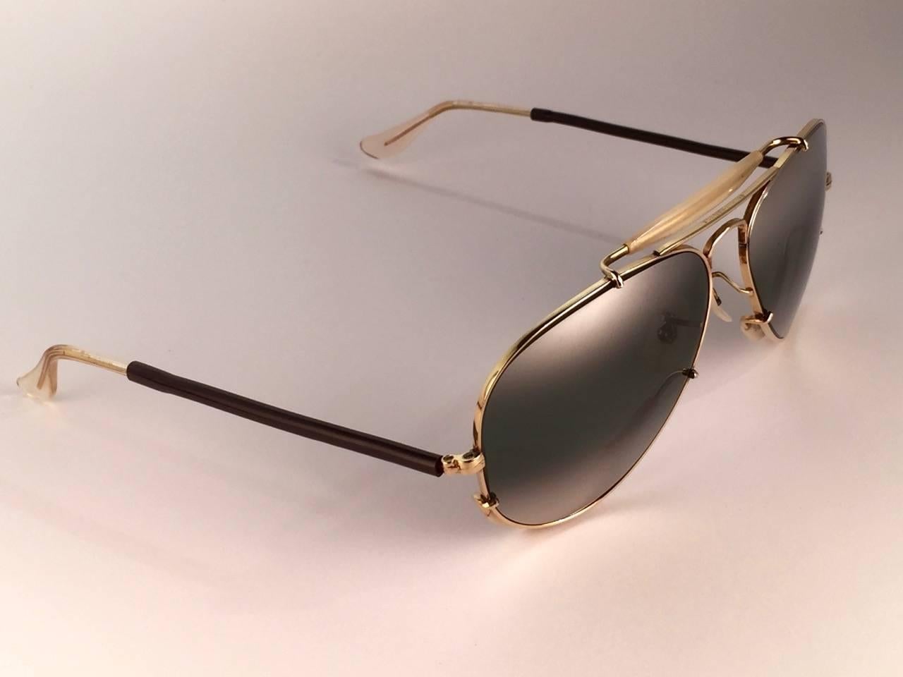 New Ray Ban Deep Freeze 12K Gold Outdoorsman Collectors Item USA Sunglasses In Excellent Condition In Baleares, Baleares