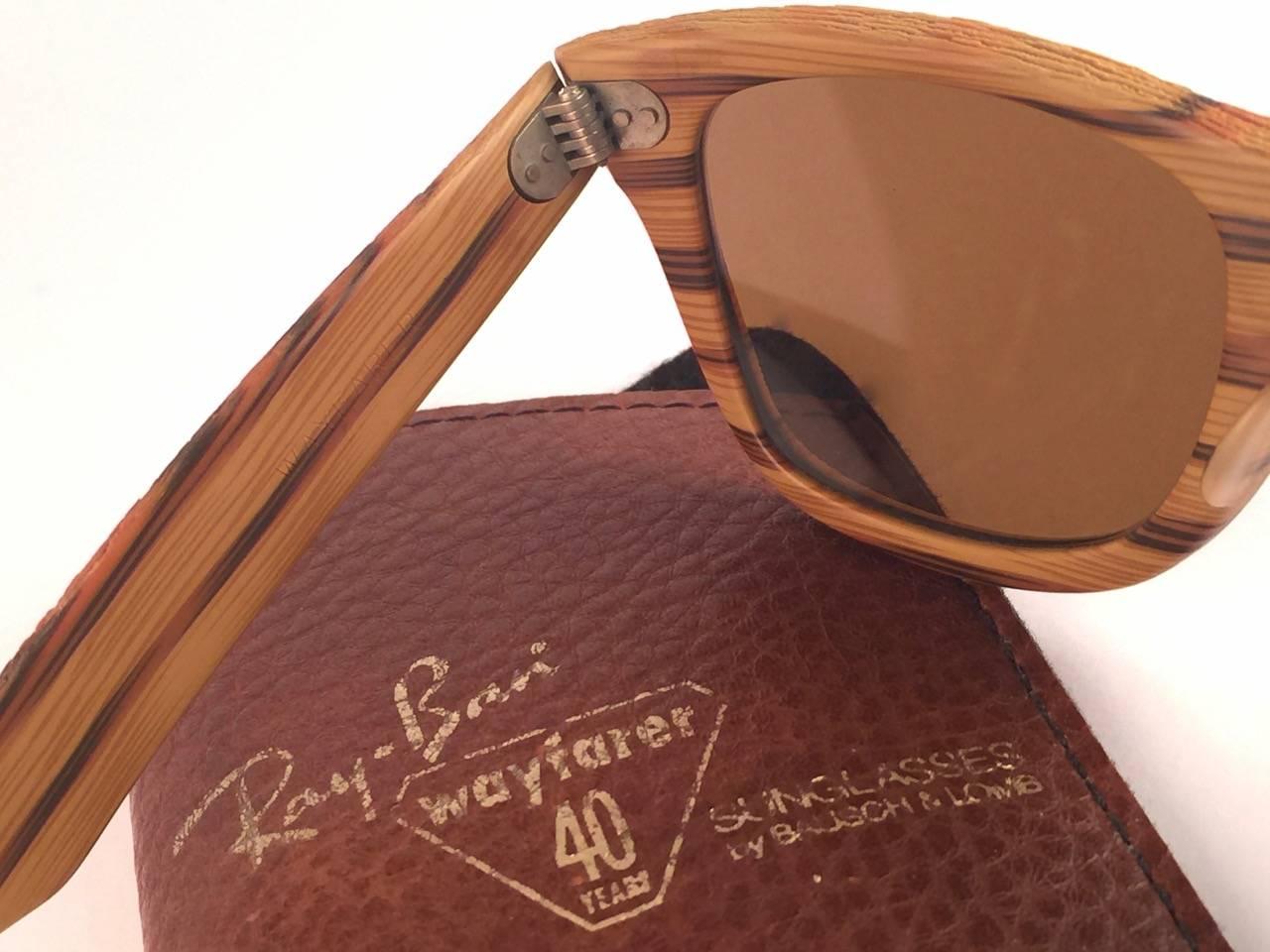 Nouveau Ray Ban The Wayfarer Woodies Teak Edition Collectors USA 80's Sunglasses 1