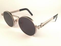 New Jean Paul Gaultier 56 8171 Round Gun Metal Silver Matte Frame 1990's Japan