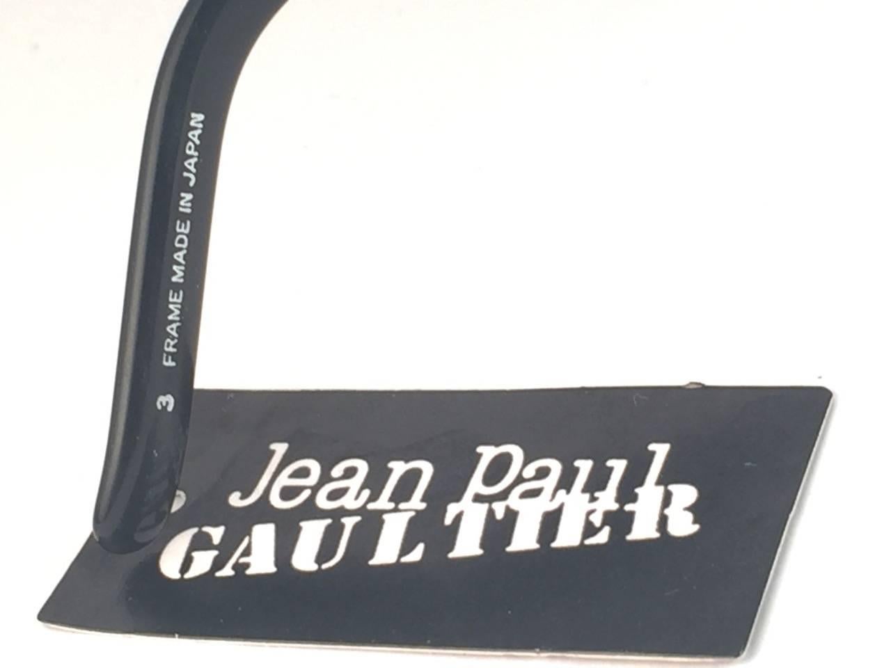 New Jean Paul Gaultier 56 3272 Round Silver Black Inserts Grey Lens 1990's Japan 1