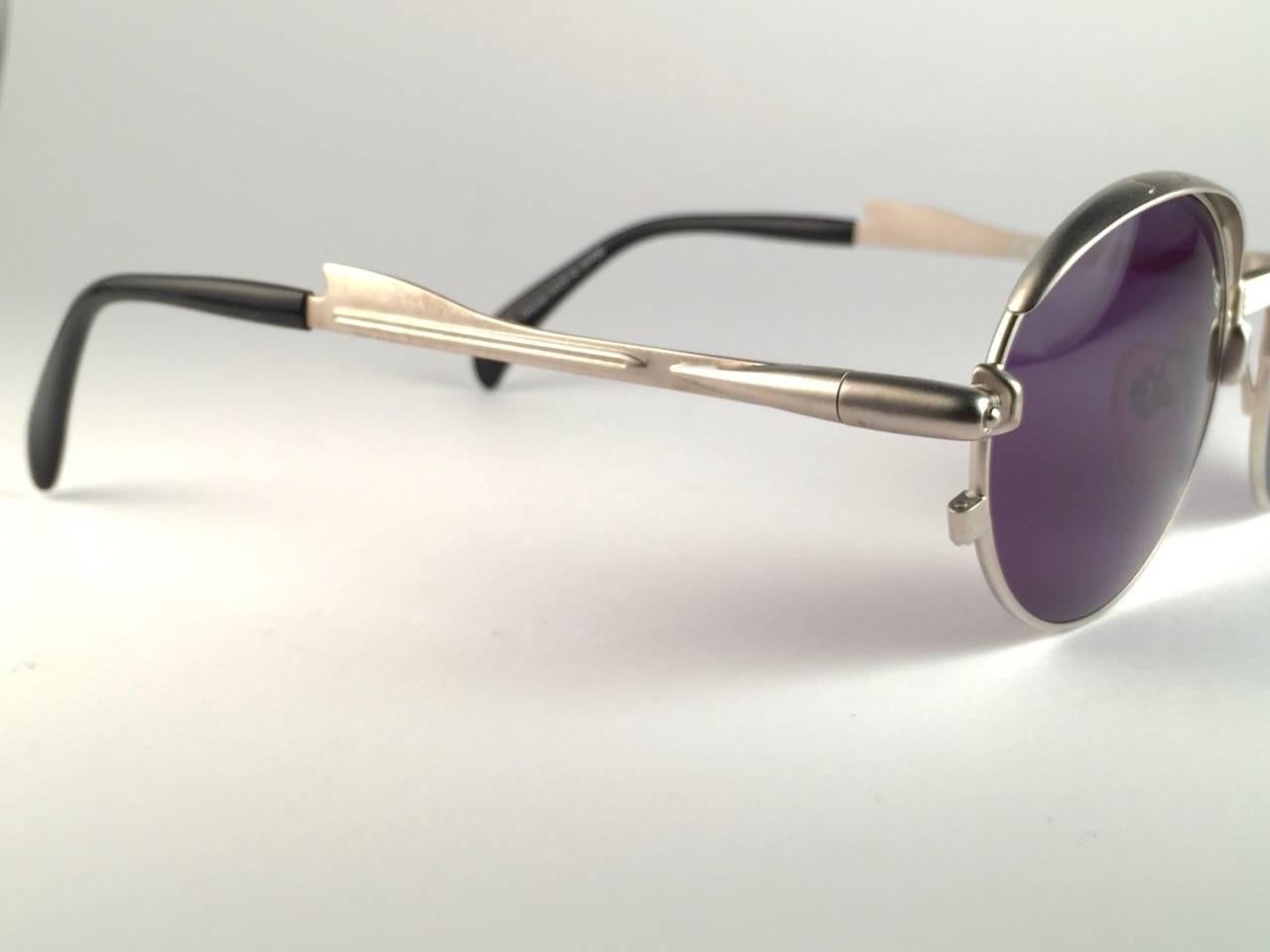 Women's or Men's New Jean Paul Gaultier 56 4175 Silver Metal Jet Ornaments Grey Lens 1990's Japan