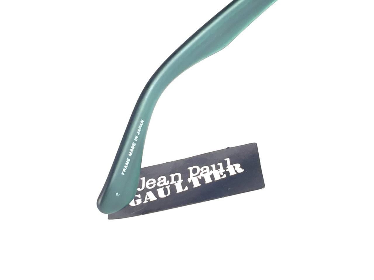 Women's or Men's New Jean Paul Gaultier 56 1275 Black & Green Matte Flat Grey Lenses 1990's Japan