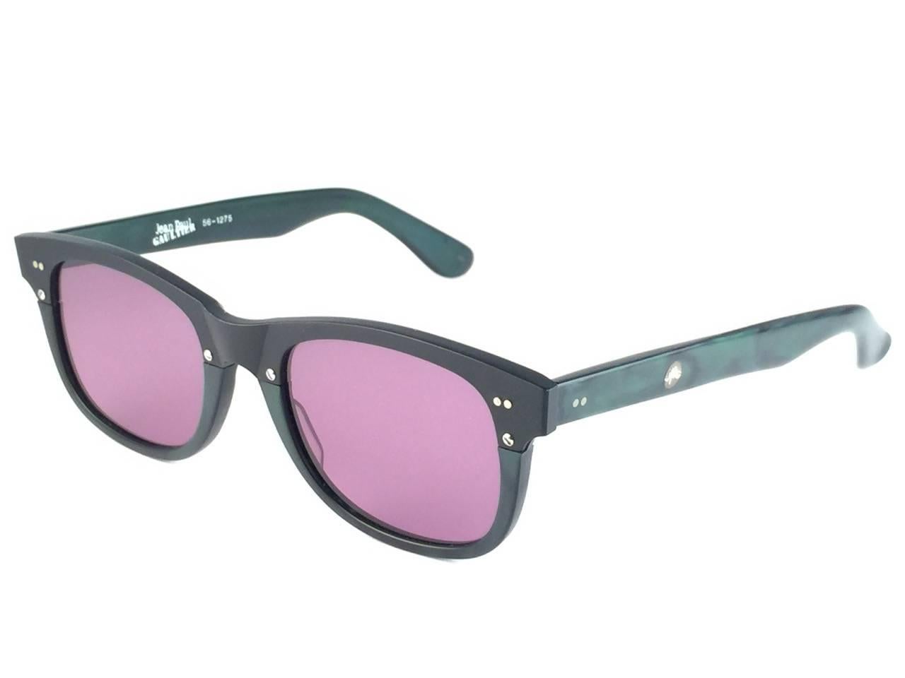 Purple New Jean Paul Gaultier 56 1275 Black & Green Matte Flat Grey Lenses 1990's Japan