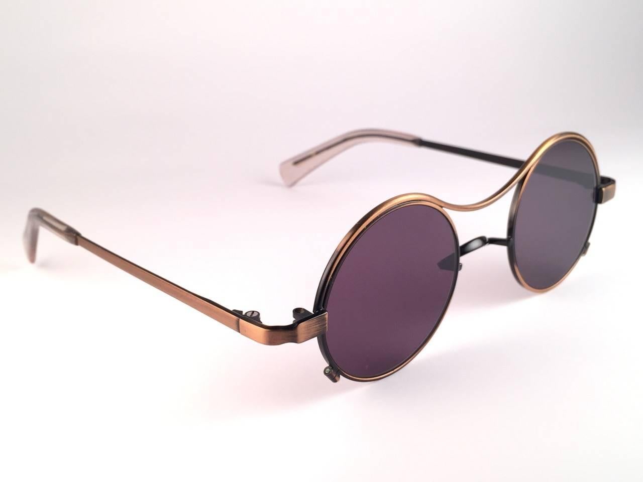 New Jean Paul Gaultier Junior 58 0175 Copper & Black Green Lens 1990's Japan  In New Condition In Baleares, Baleares