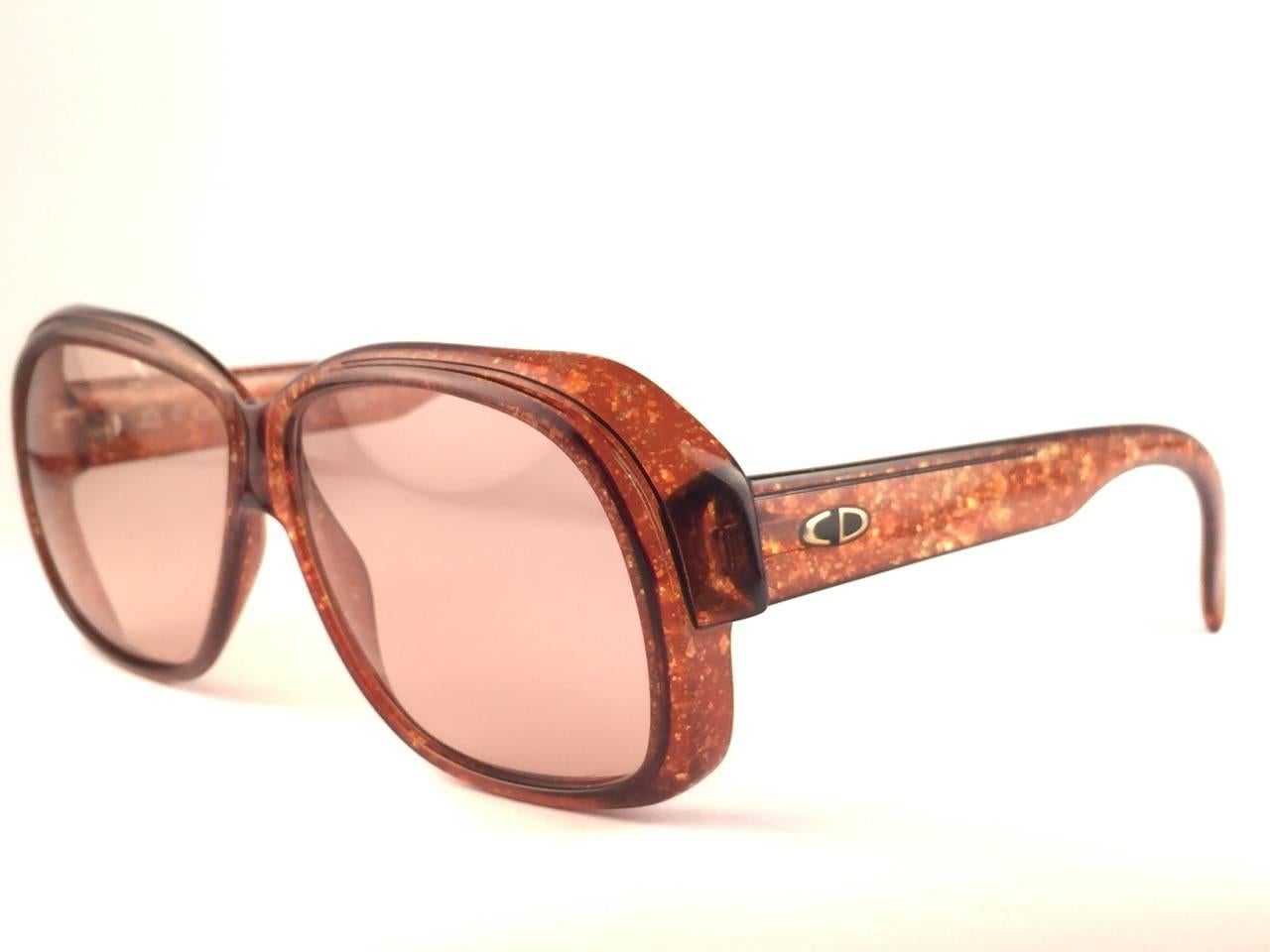Beige New Vintage Christian Dior Monsieur 2039 10 Optyl Marbled 1970s Sunglasses