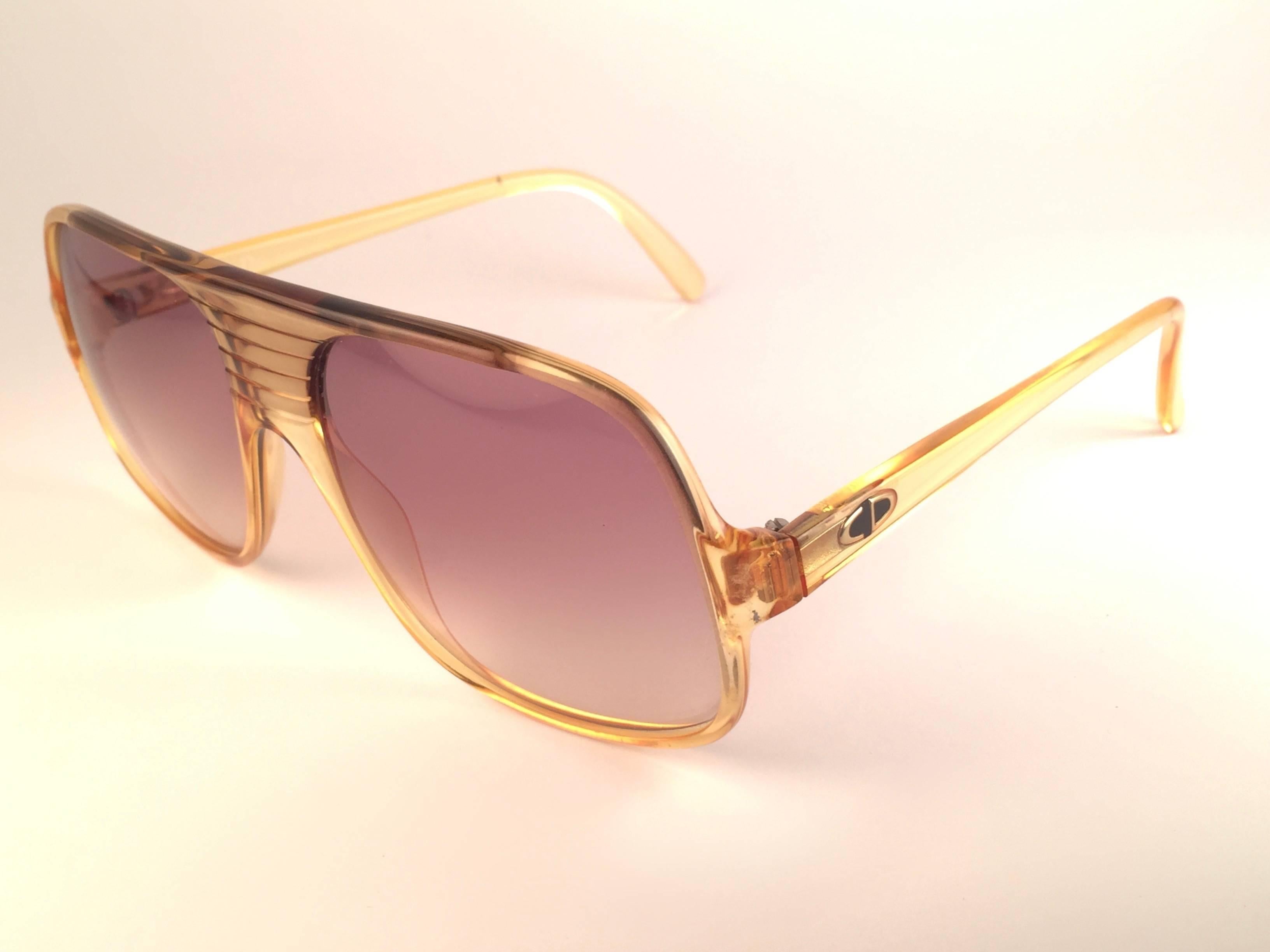 Brown  New Vintage Christian Dior Monsieur 2121 11 Light Amber Optyl 1970 Sunglasses
