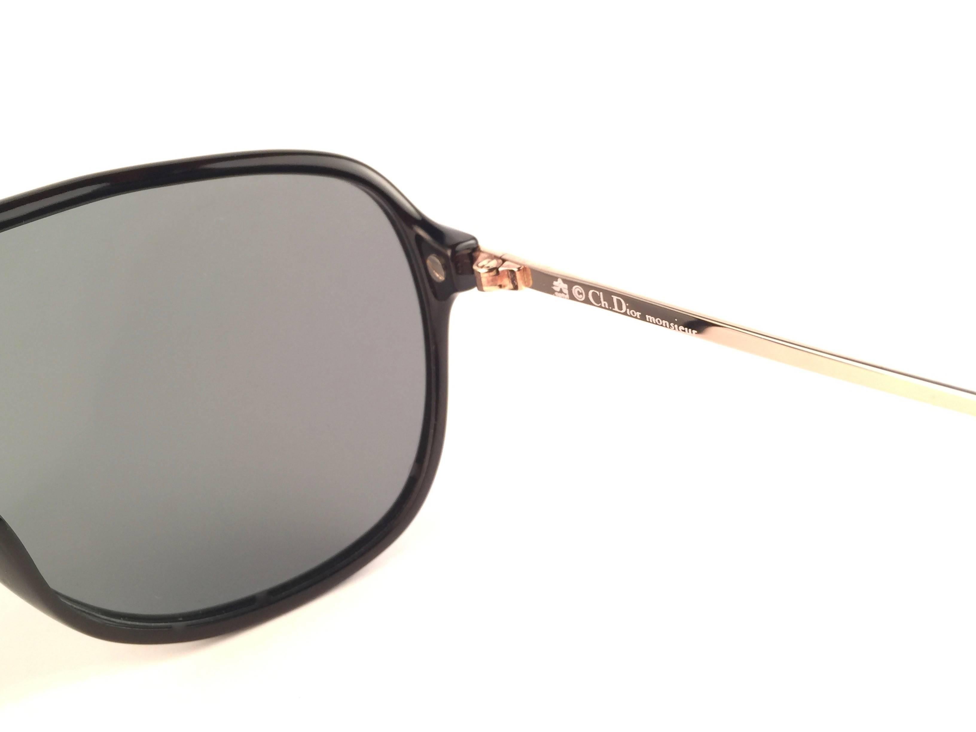 Women's or Men's New Vintage Christian Dior Monsieur 2296 90 Optyl Black & White 1970 Sunglasses For Sale