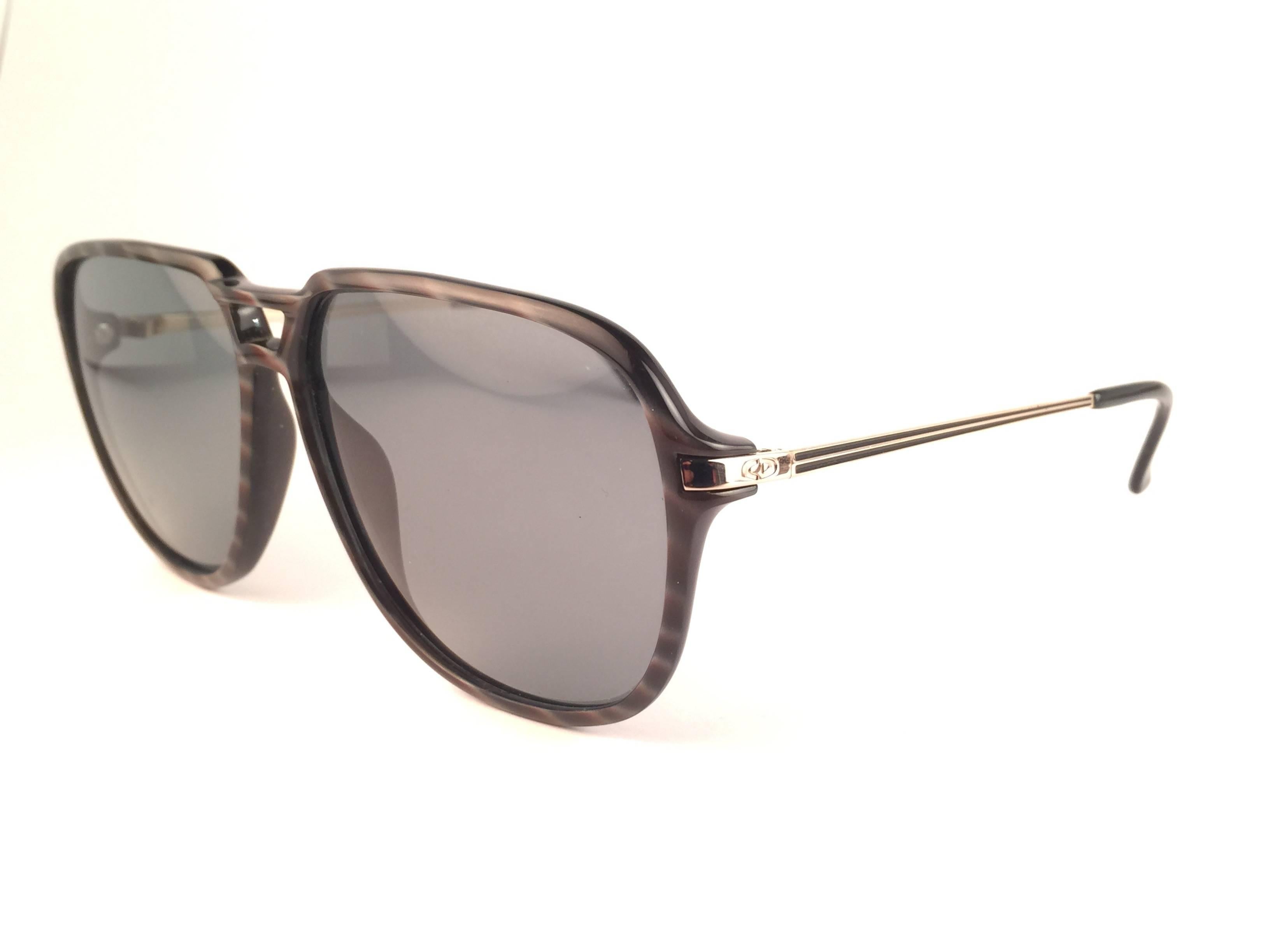 Gray New Vintage Christian Dior Monsieur 2296 90 Optyl Black & White 1970 Sunglasses For Sale