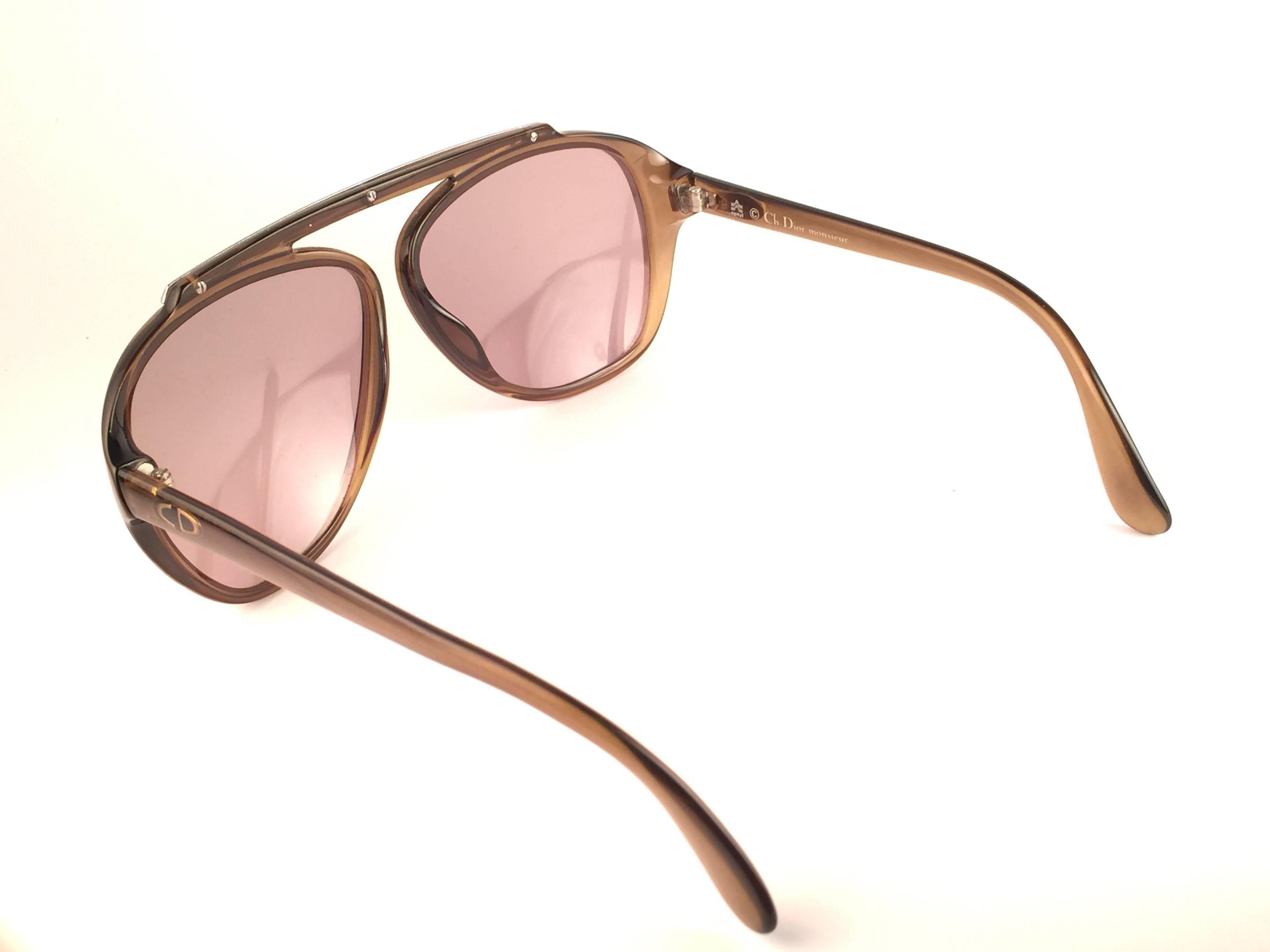 New Vintage Christian Dior Monsieur 2059 11 Amber Lenses 1970 Sunglasses 1