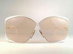 New Vintage Christian Dior 2056 70 Butterfly White & Beige Sunglasses