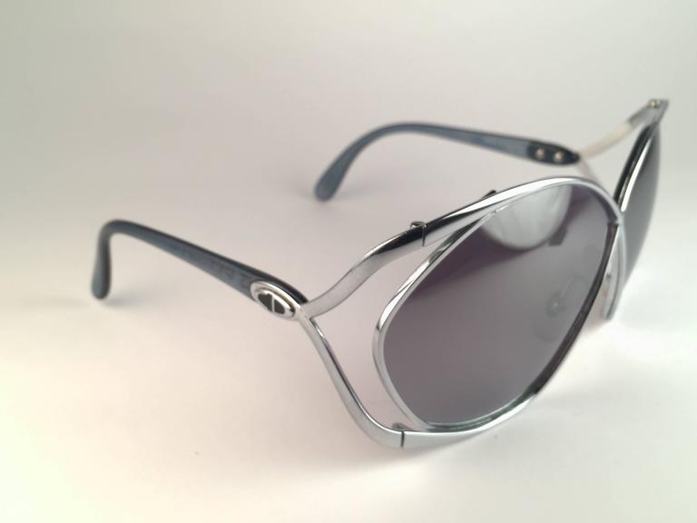 New Vintage Christian Dior 2056 Butterfly Silver Metal Mirror Lenses ...