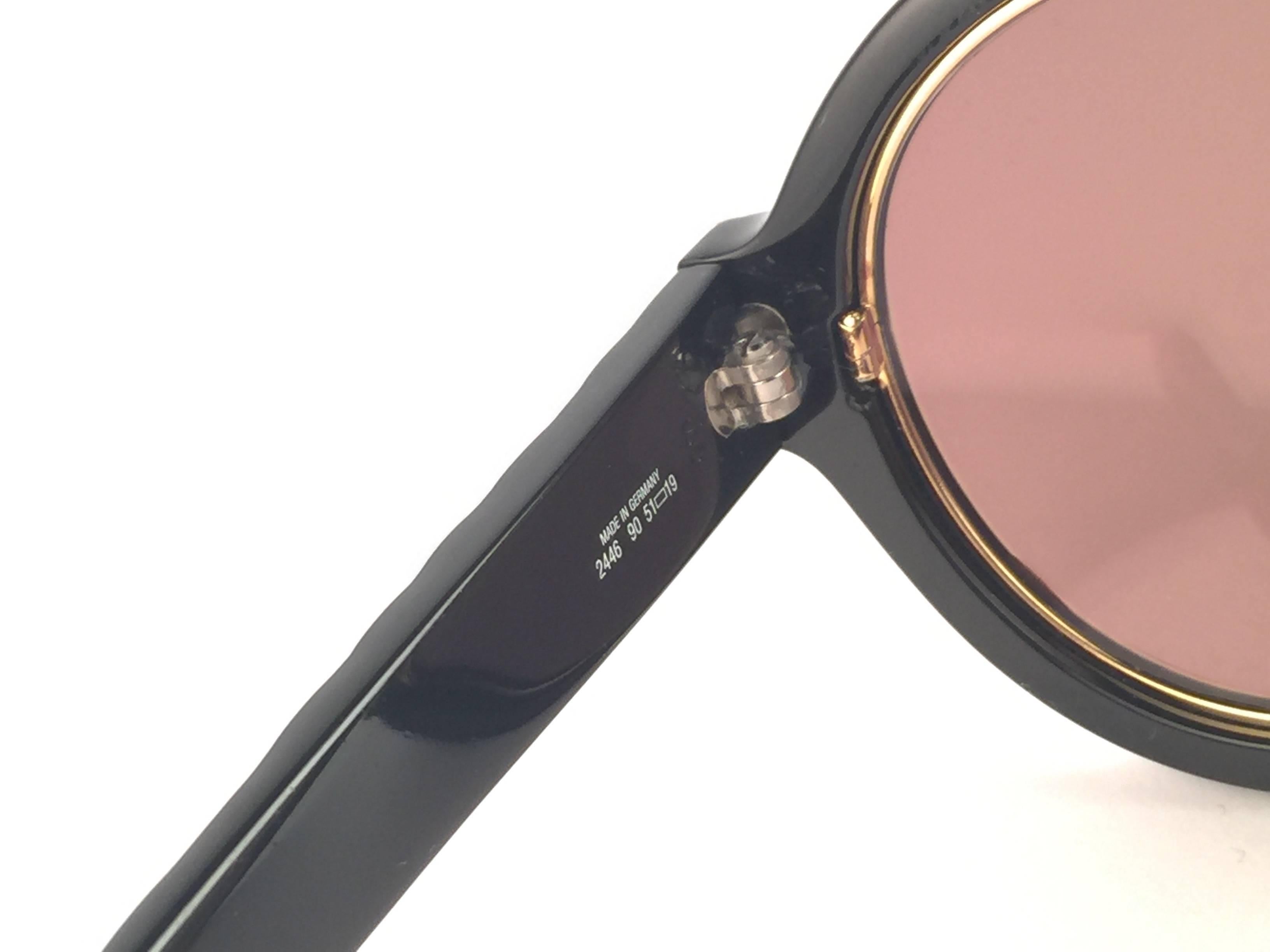 New Vintage Christian Dior 2446 90 Patent Black Round Optyl Sunglasses 2