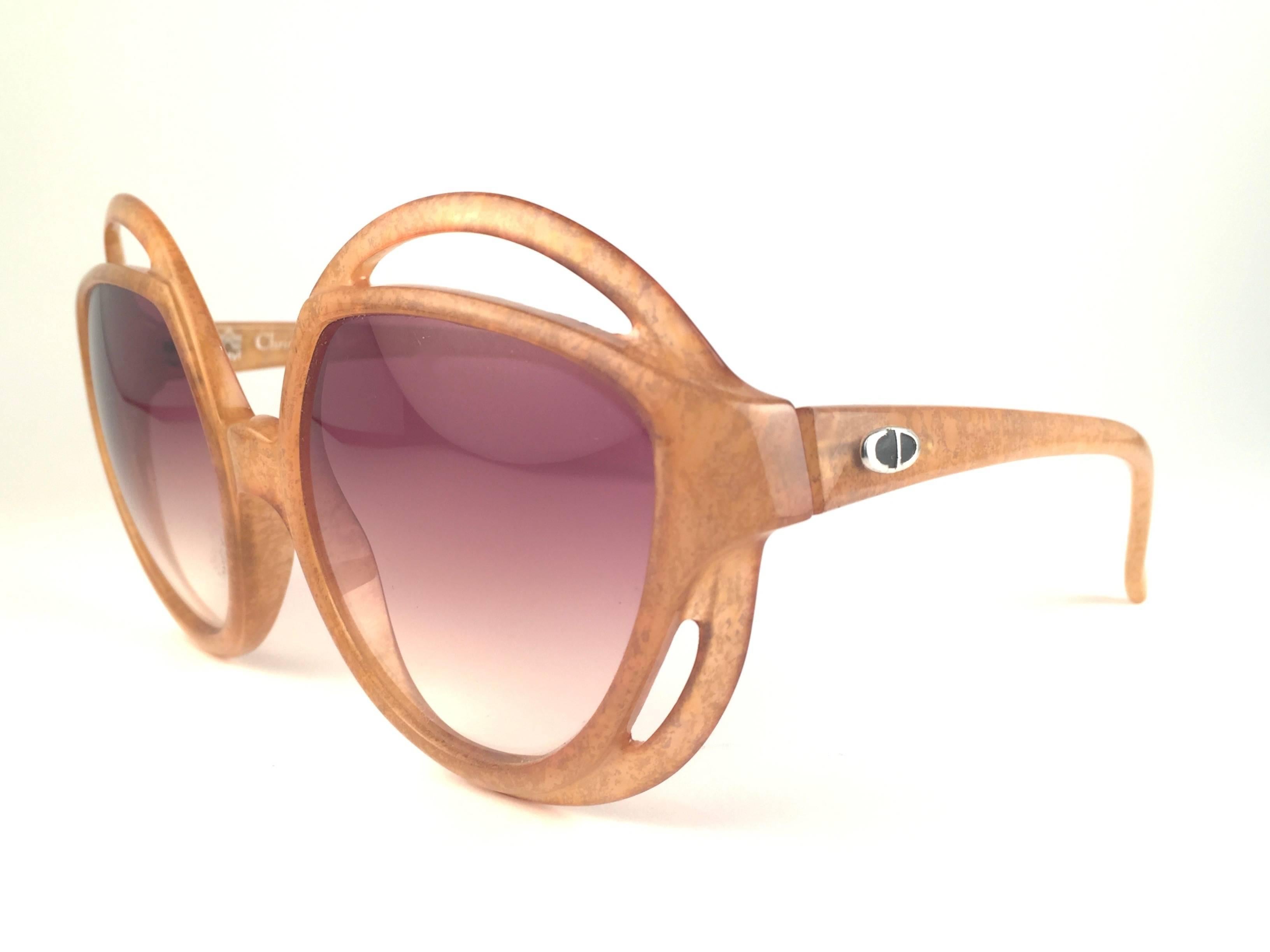 Beige New Vintage Christian Dior 2027 10 Amber Jasped Optyl Sunglasses