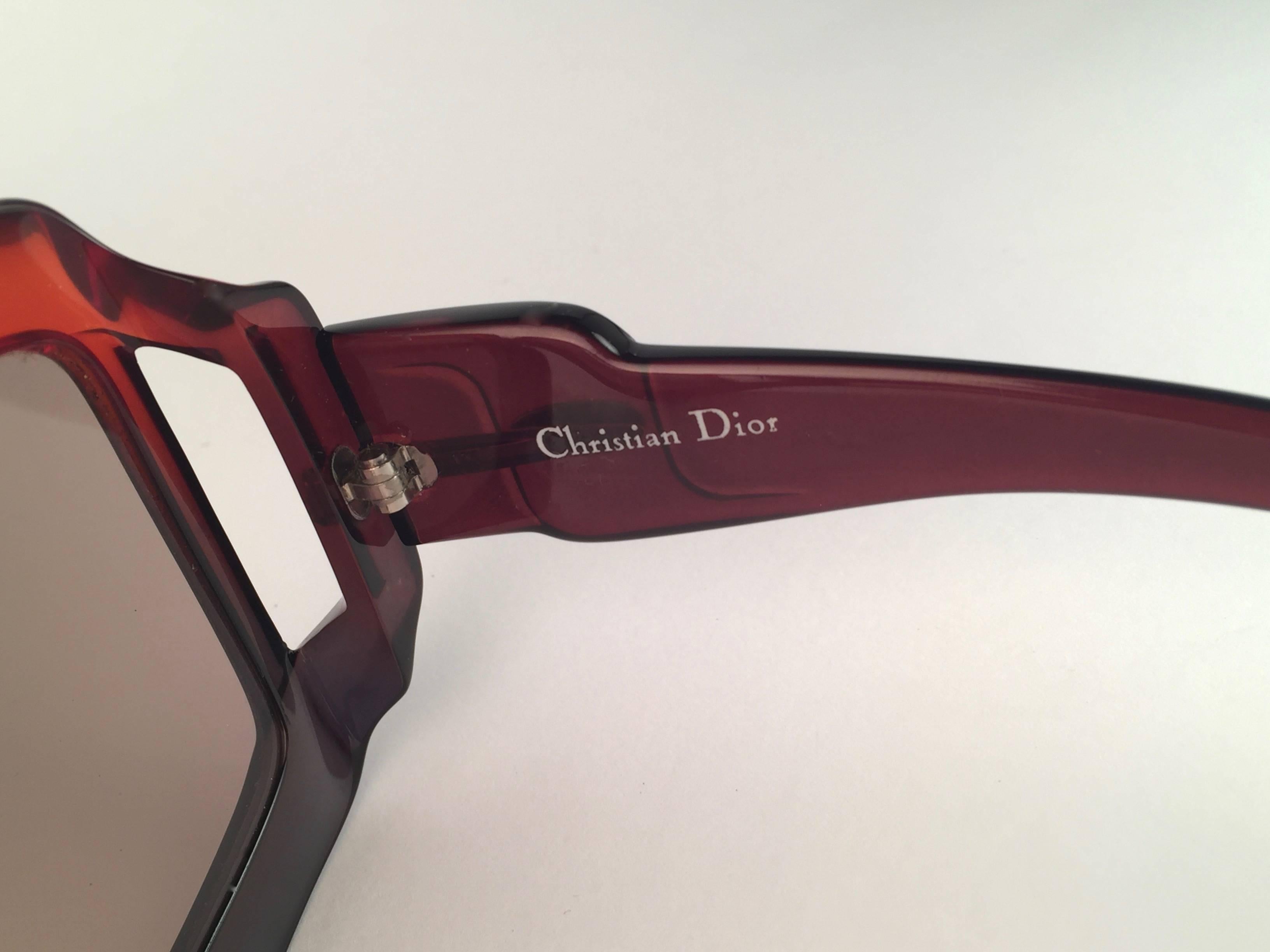 Gray New Vintage Christian Dior D07 Red & Black 1970's Optyl Sunglasses