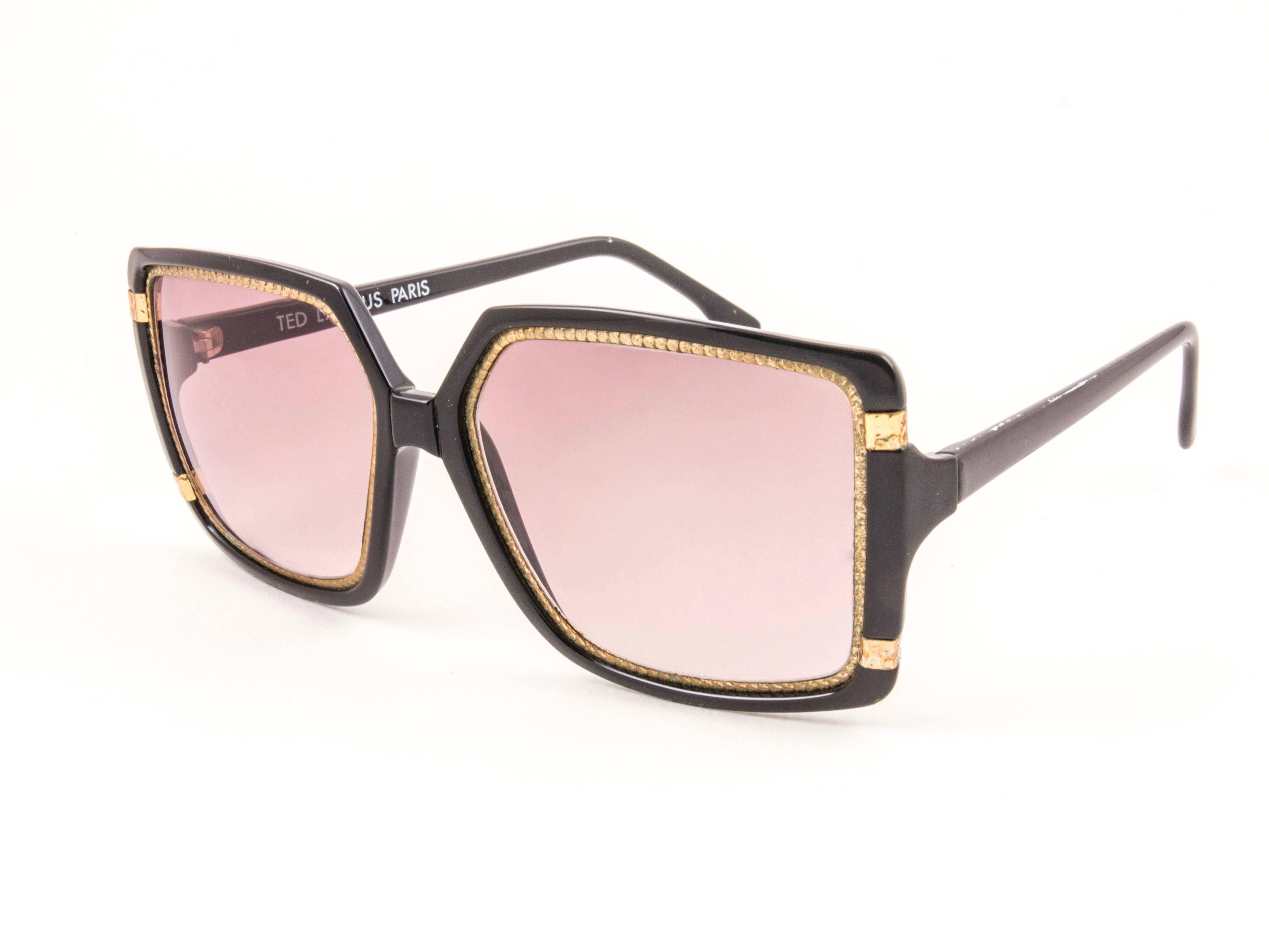 Beige New Vintage Ted Lapidus Paris TL 15 01 Gold & Black 1970 Sunglasses