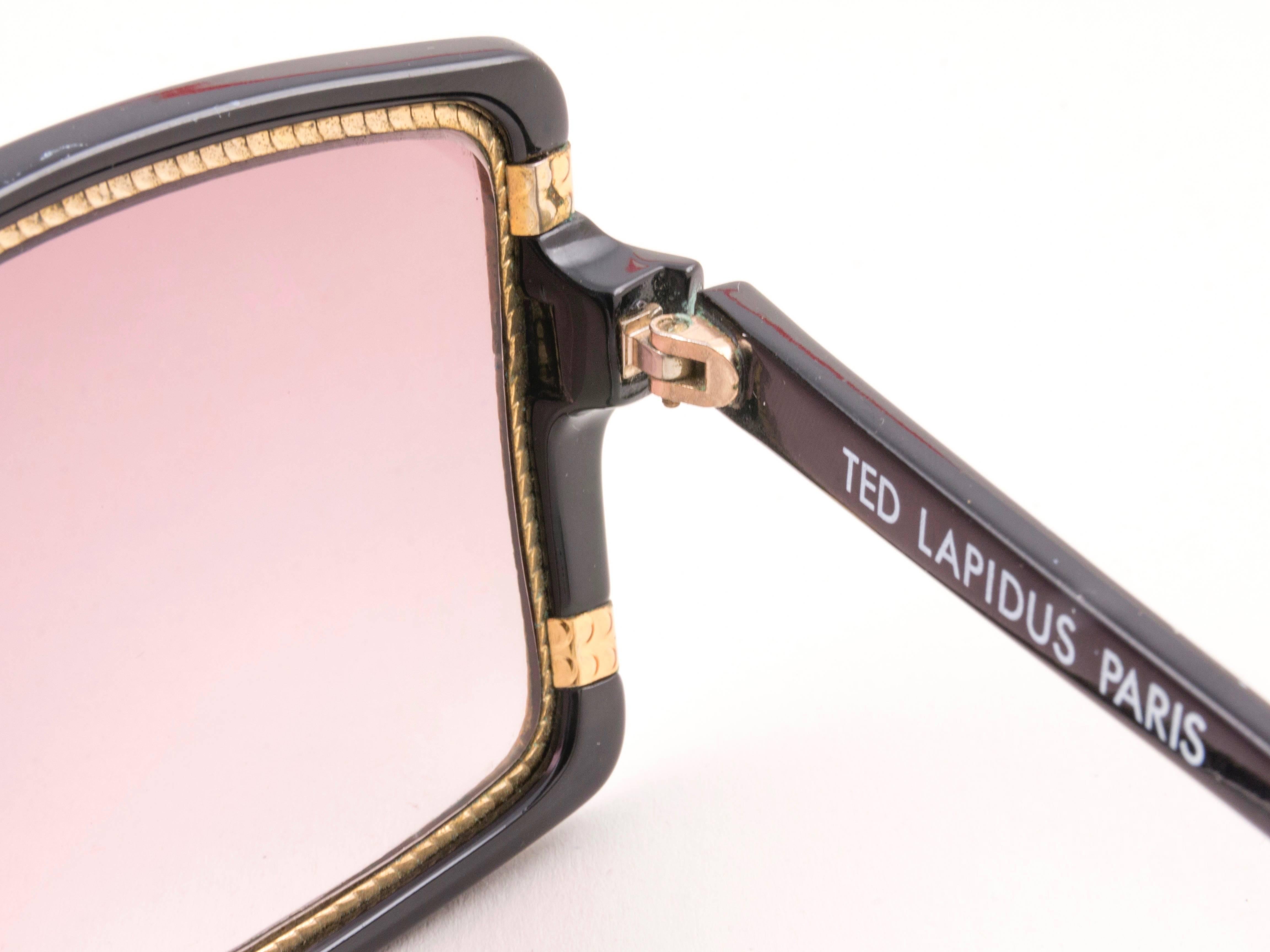 New Vintage Ted Lapidus Paris TL 15 01 Gold & Black 1970 Sunglasses In New Condition In Baleares, Baleares