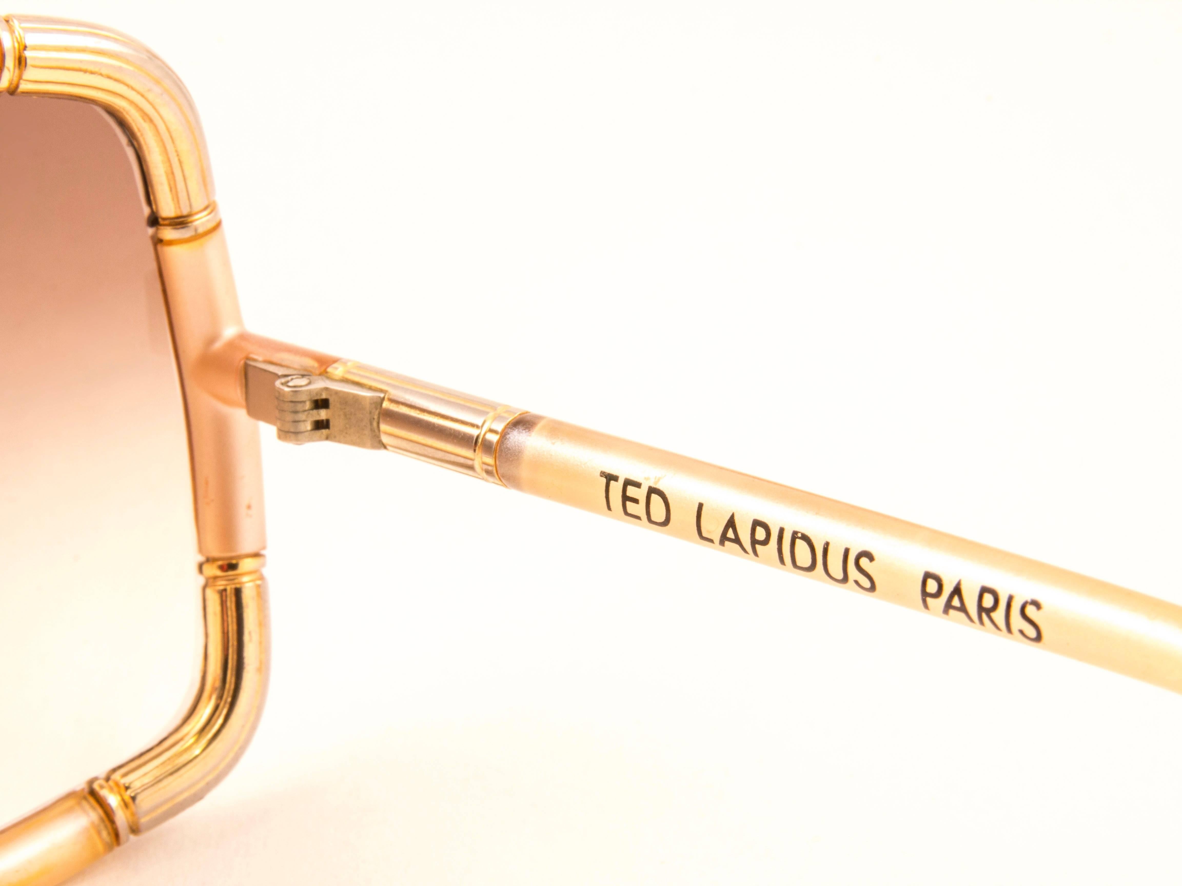 New Vintage Ted Lapidus Paris Pearled Beige & Gold 1970 Sunglasses In New Condition In Baleares, Baleares