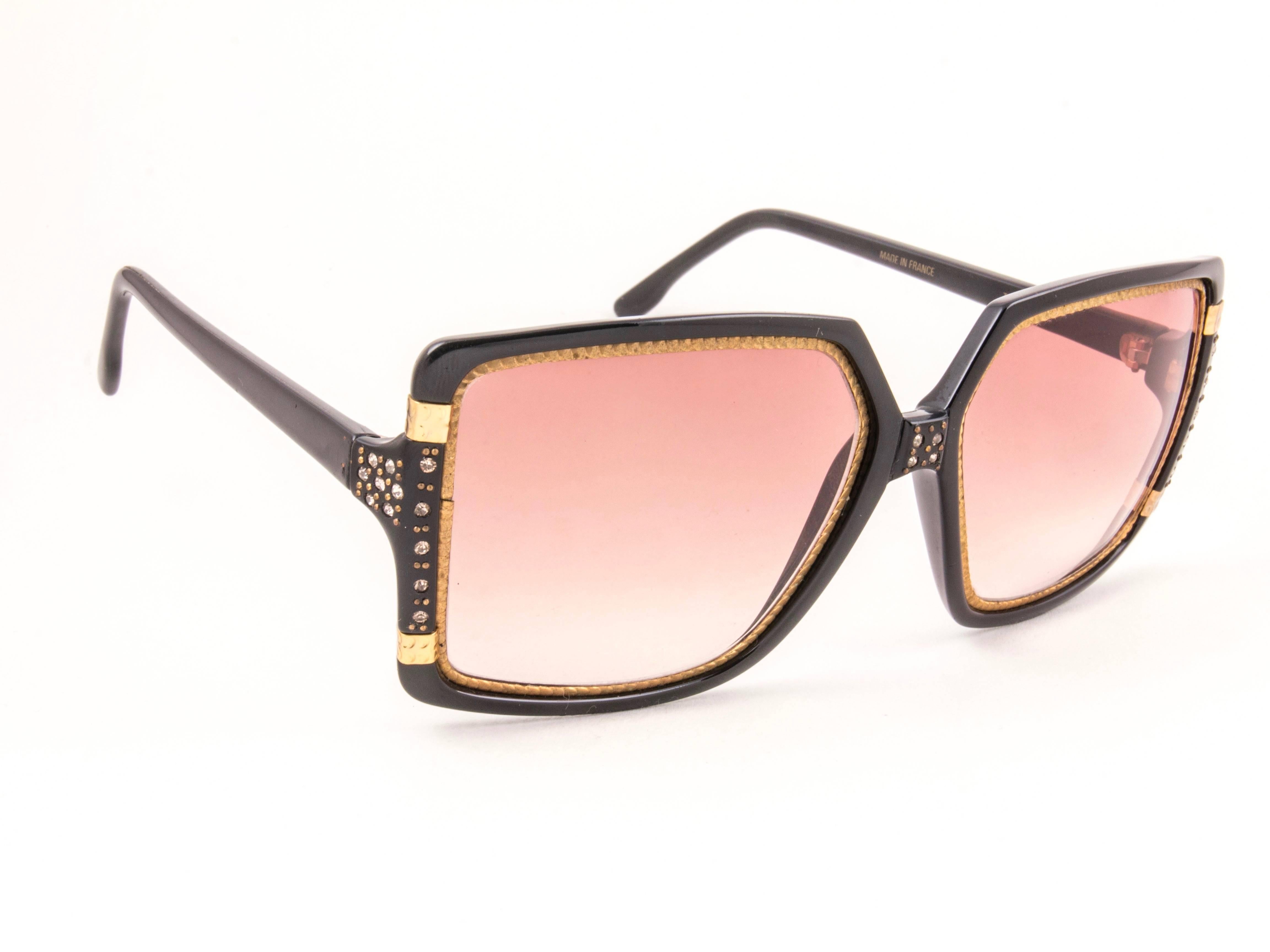 New Vintage Ted Lapidus TL Strass accents over a black & gold frame with spotless rose gradient lenses.  
Made in Paris.  
Produced and design in 1970's.  
New, never worn or displayed.