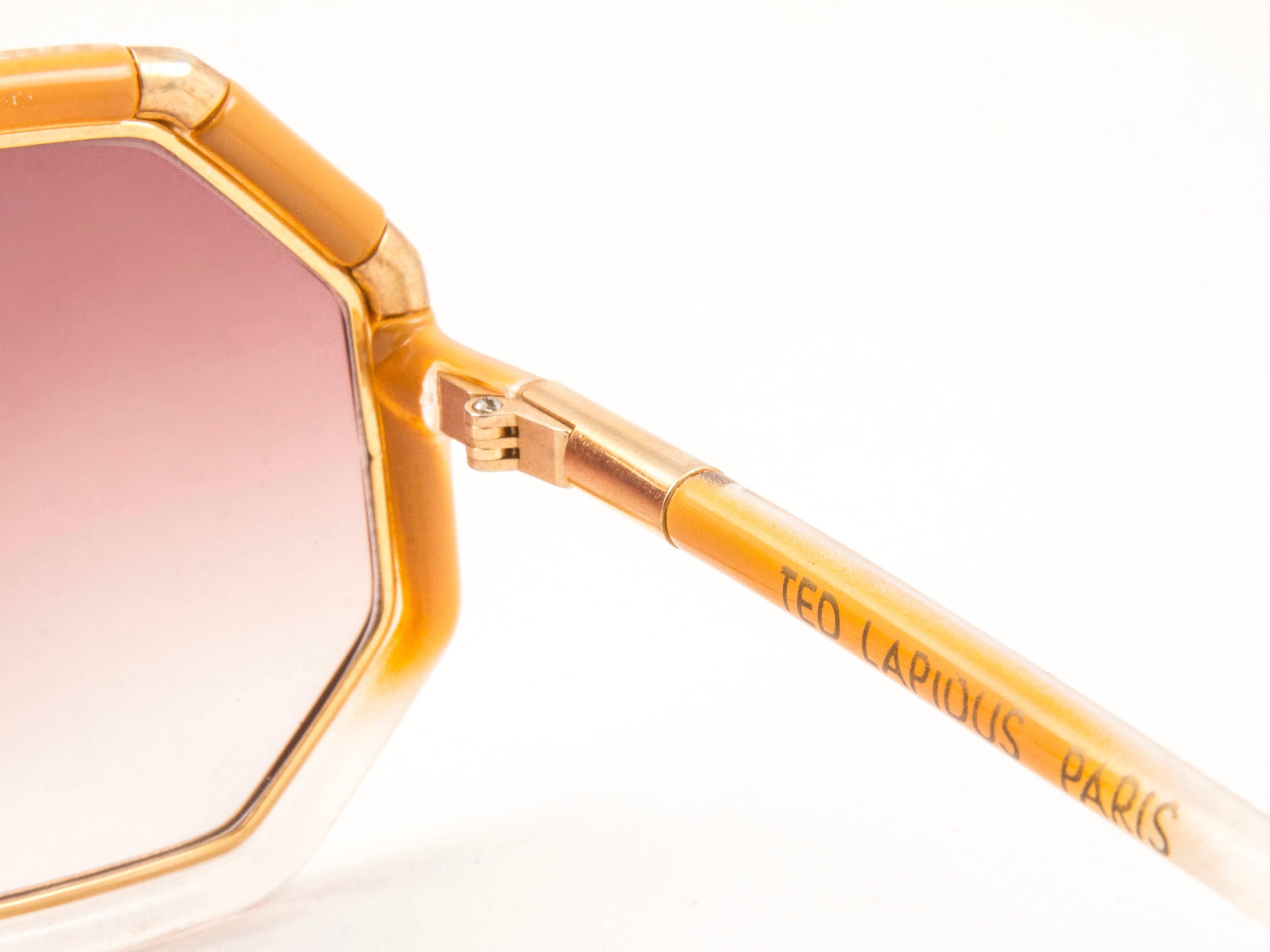New Vintage Ted Lapidus Paris TL Strass Accents & Amber 1970 Sunglasses In New Condition In Baleares, Baleares