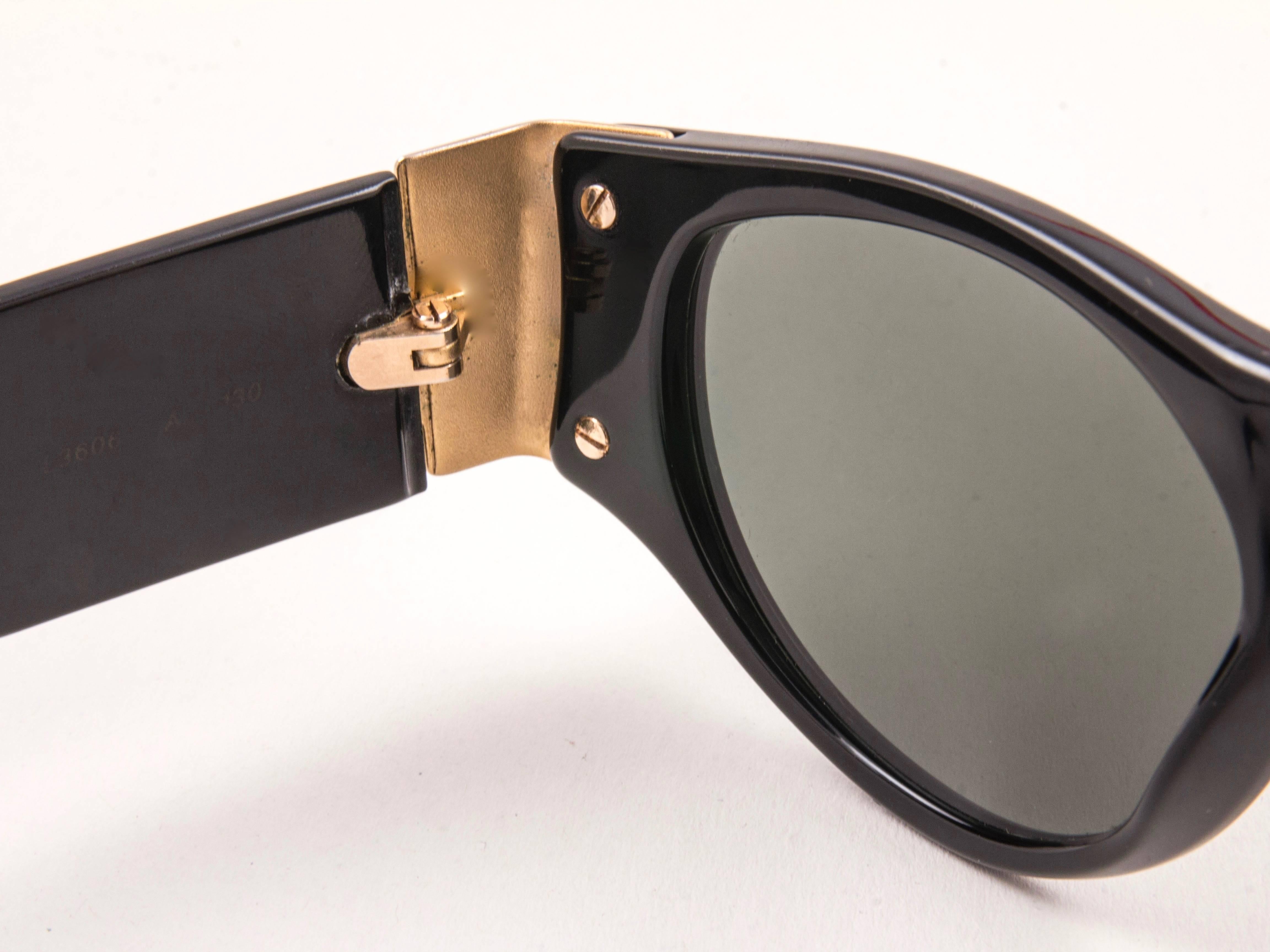 Women's or Men's New Vintage Karl Lagerfeld L3606 Black Grey Lens 1990 Germany Sunglasses For Sale