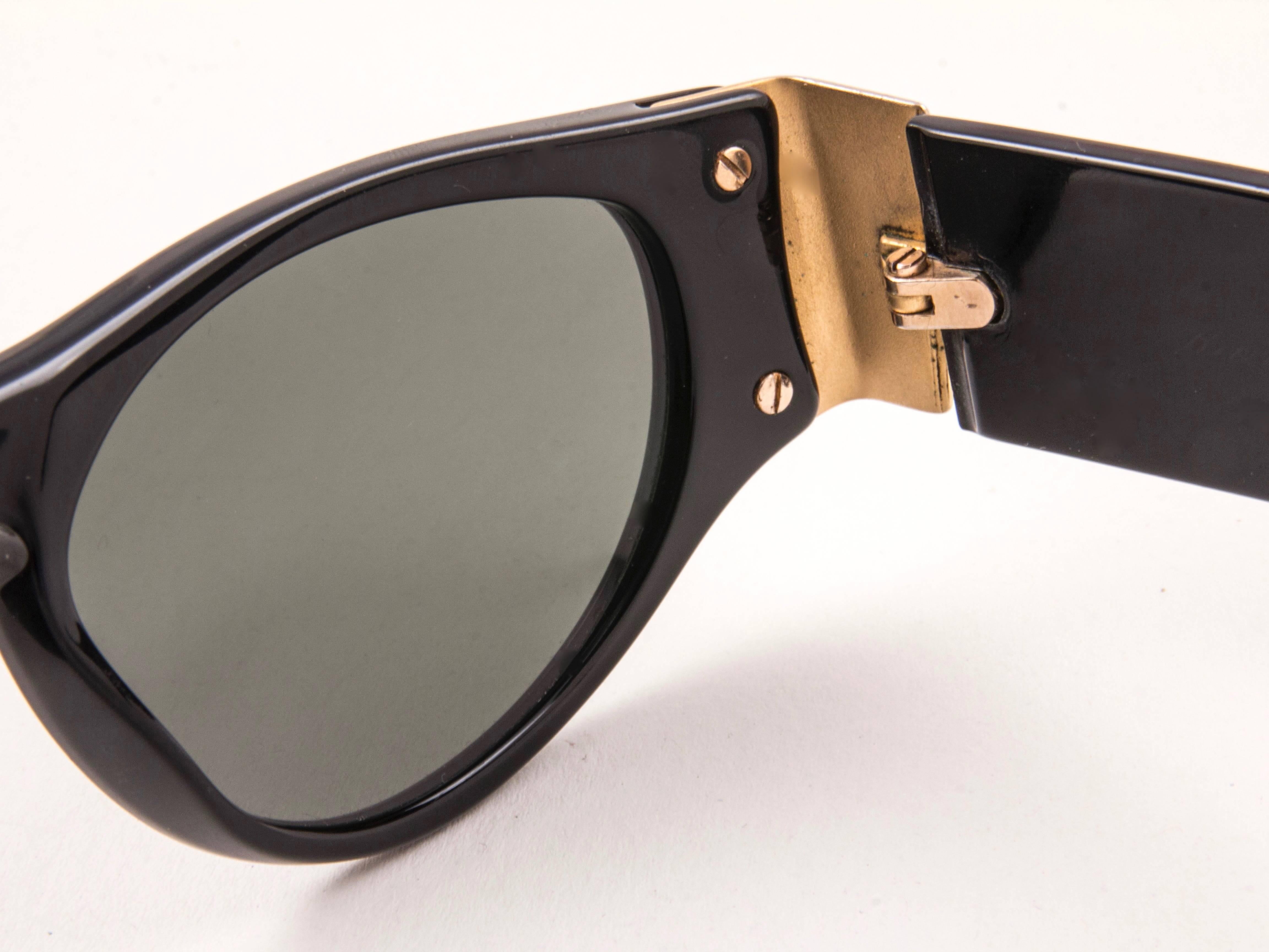 New Vintage Karl Lagerfeld L3606 Black Grey Lens 1990 Germany Sunglasses For Sale 1