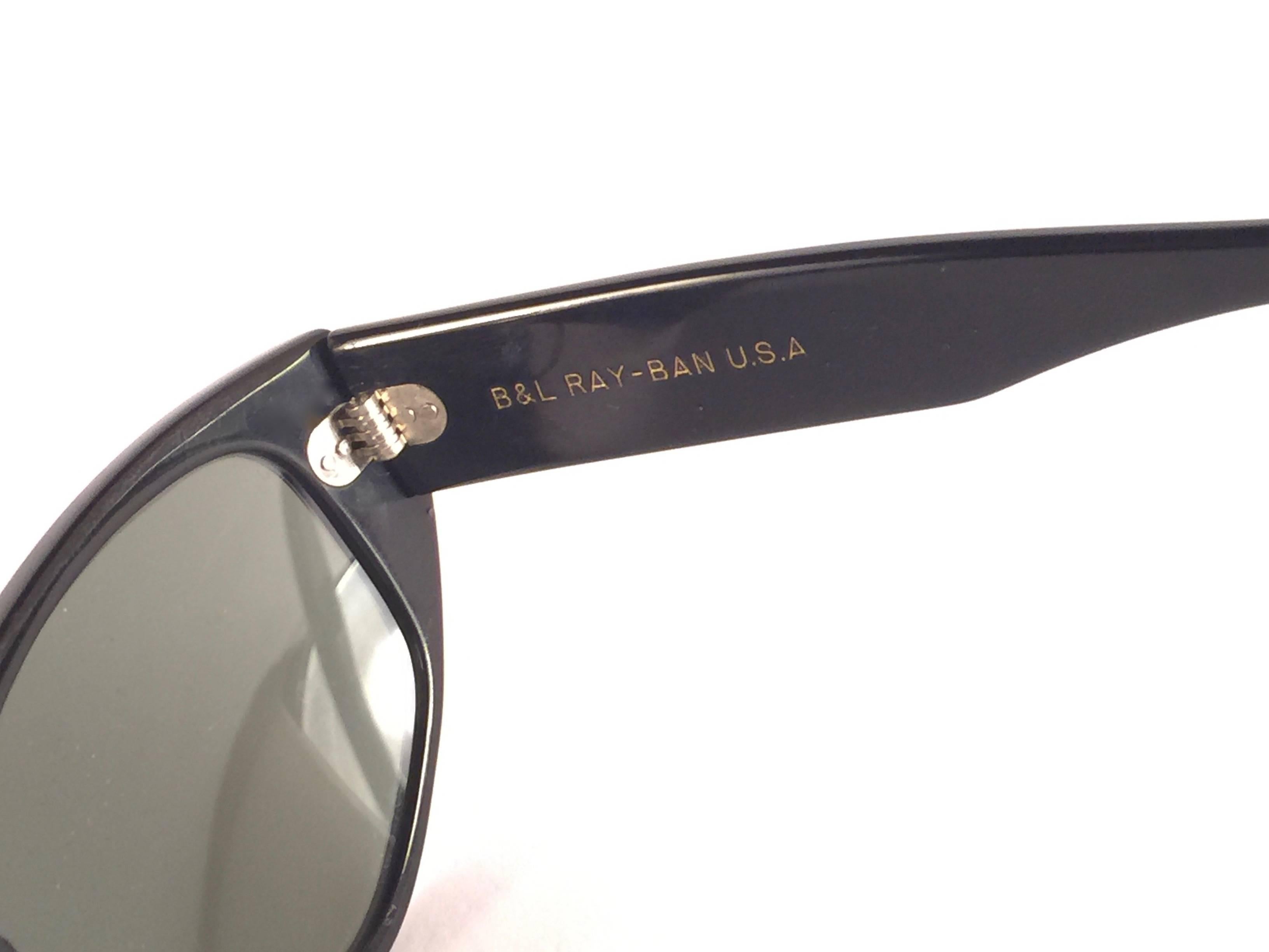 New Ray Ban Vagabond 1960's Mid Century Black G15 Lenses B&L USA Sunglasses 1