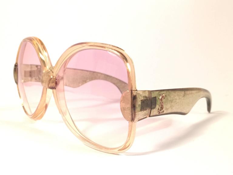 New Vintage Yves Saint Laurent YSL 543 Translucent Amber 1970 France  Sunglasses