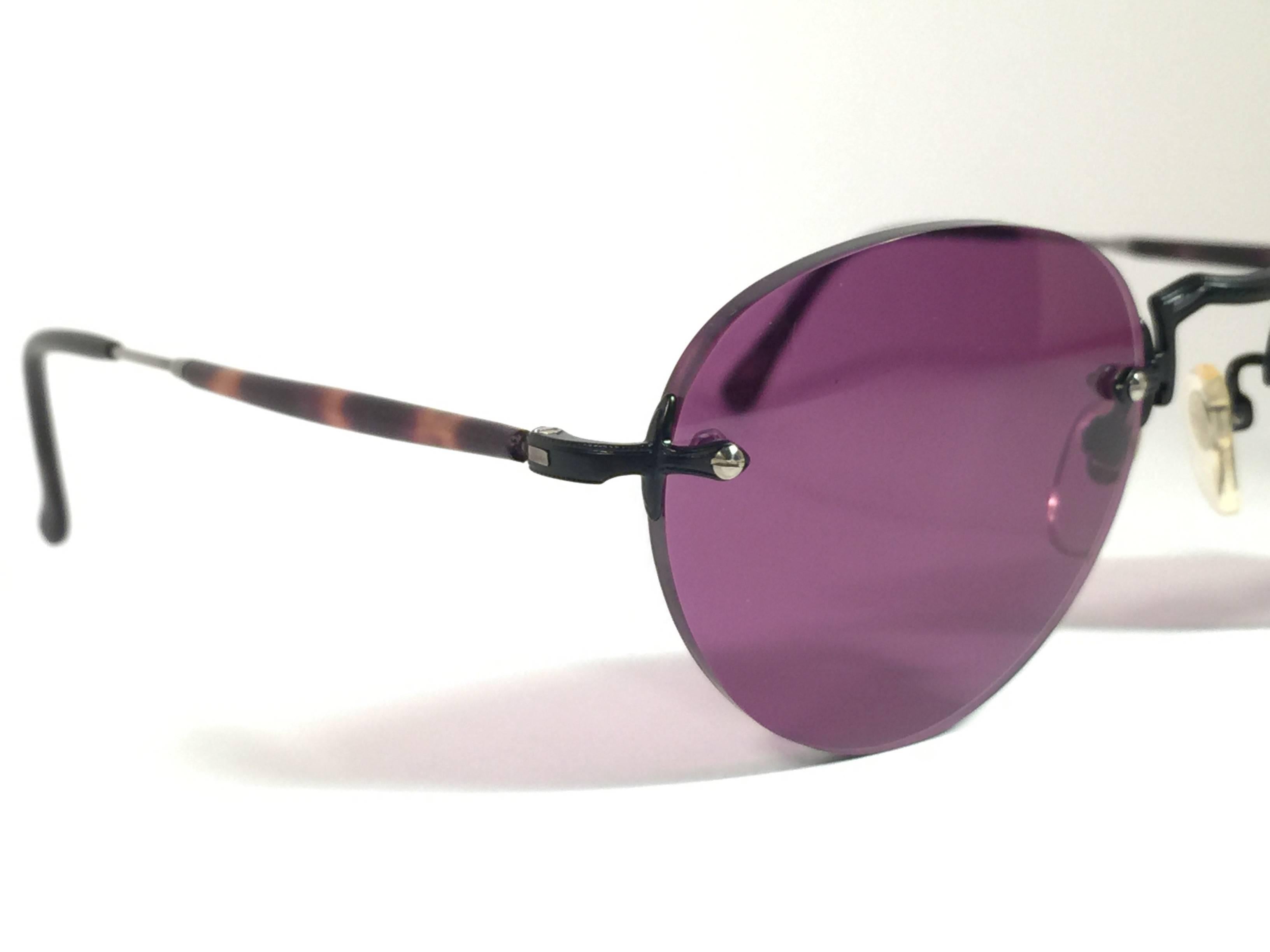 New Vintage Matsuda 2825 Rimless Oval 1990's Made in Japan Sunglasses In New Condition In Baleares, Baleares