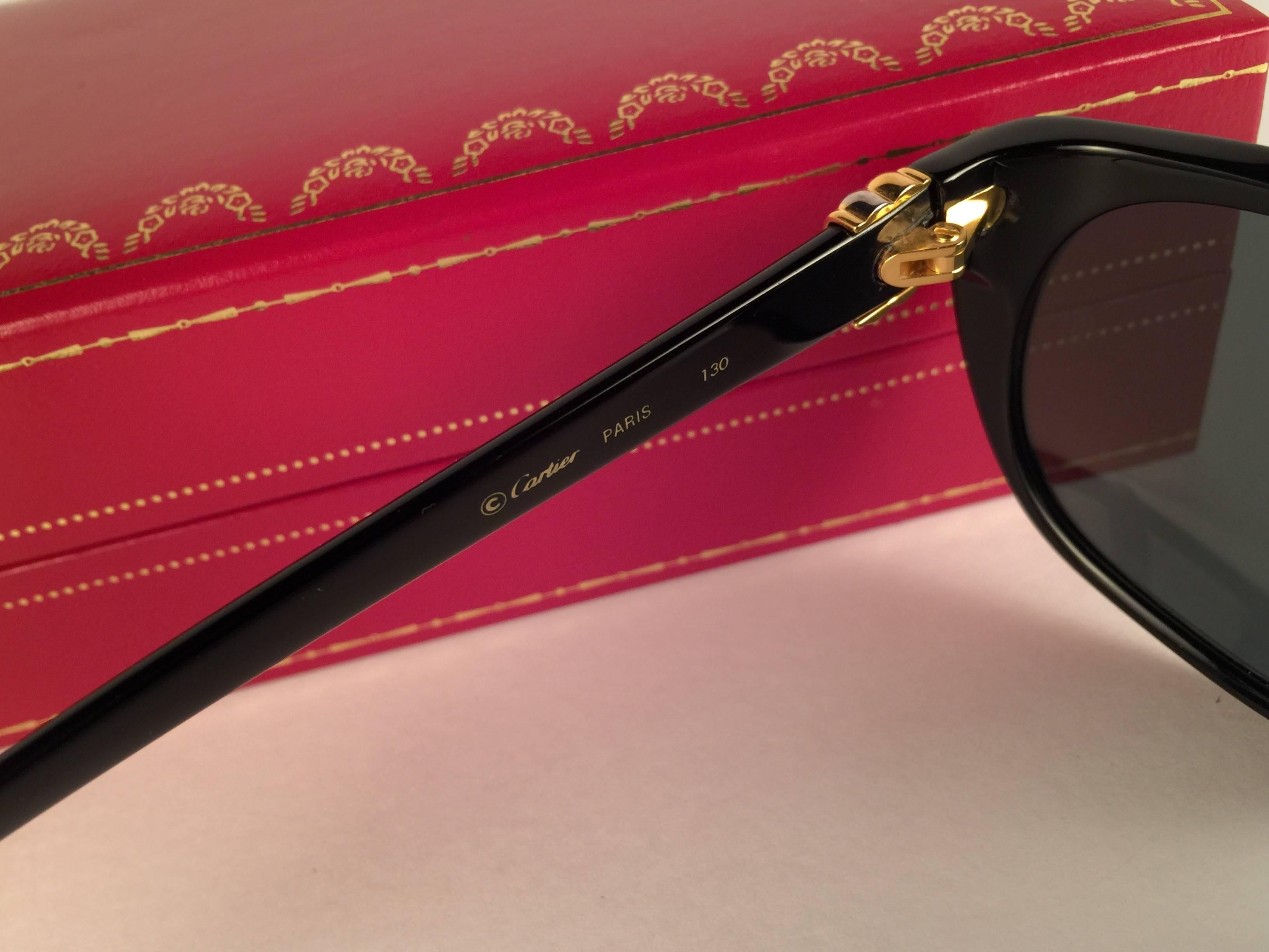 New Vintage Cartier Trinity Black 18k Gold Plated Accents France 1990 sunglasses 1