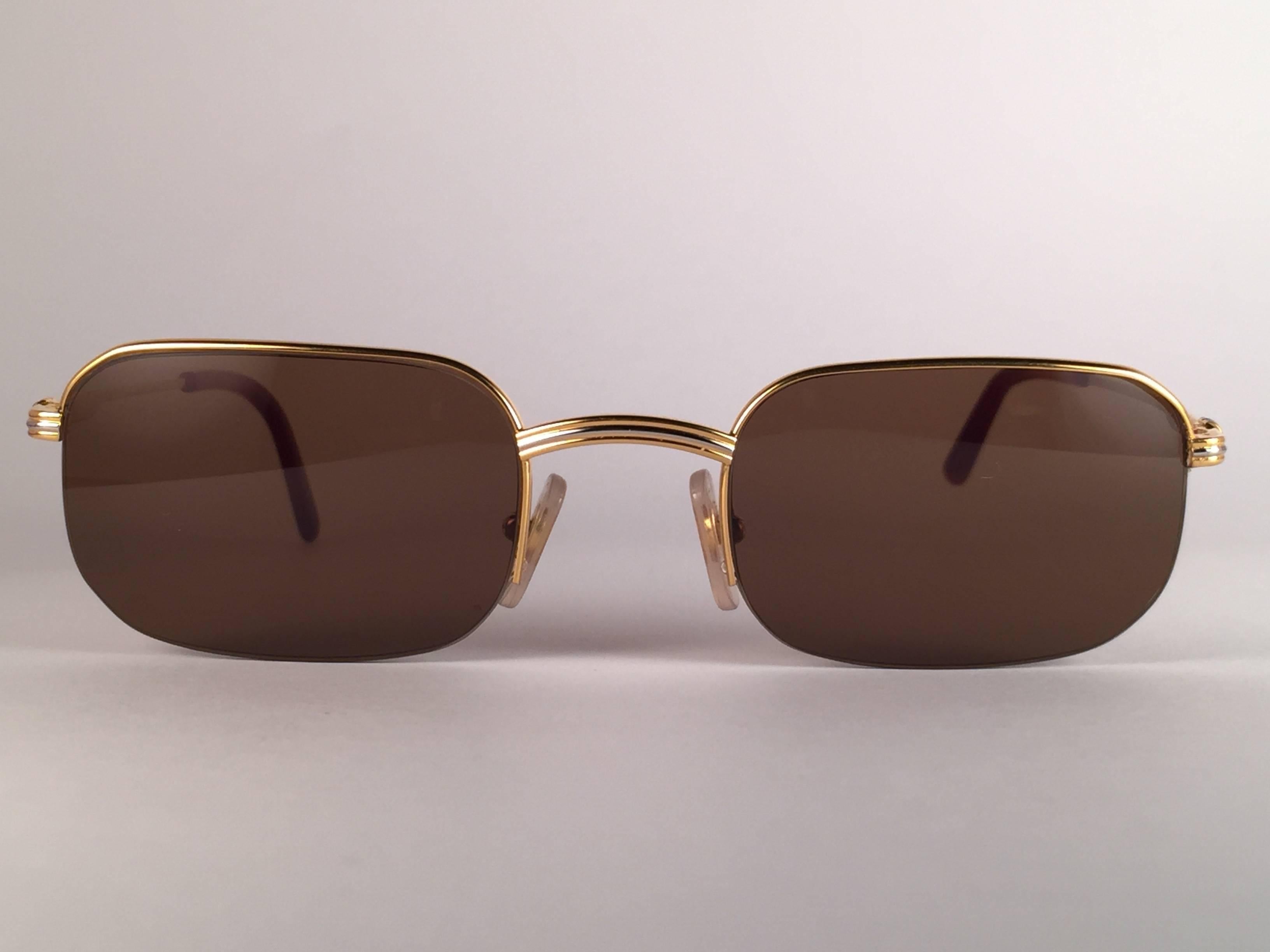 New Vintage Cartier Broadway Gold Plated Half Frame France 1990 Sunglasses 1
