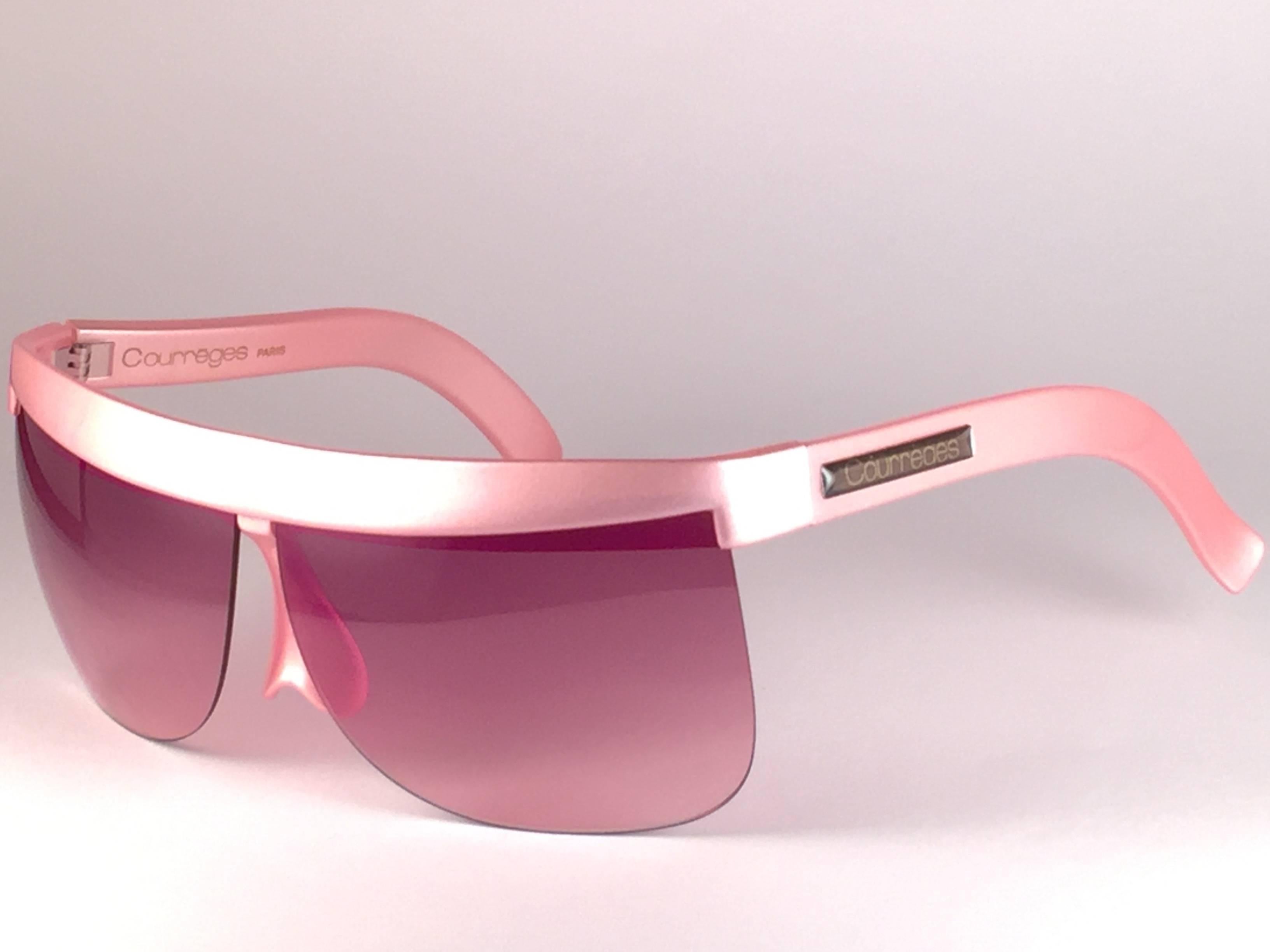 Pink New Vintage Courreges Pearled Rose 7853 Grey Lenses 1970's France Sunglasses