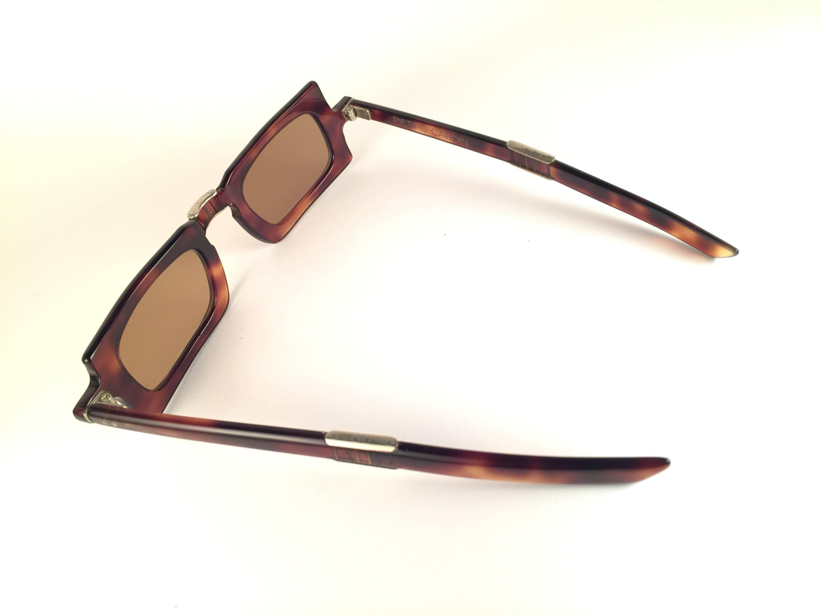 Brown Vintage Pierre Cardin Tortoise Foldable Collectors Item 1960's France sunglasses