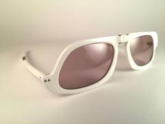 New Vintage Pierre Cardin White Foldable Amber Lens 1960's sunglasses