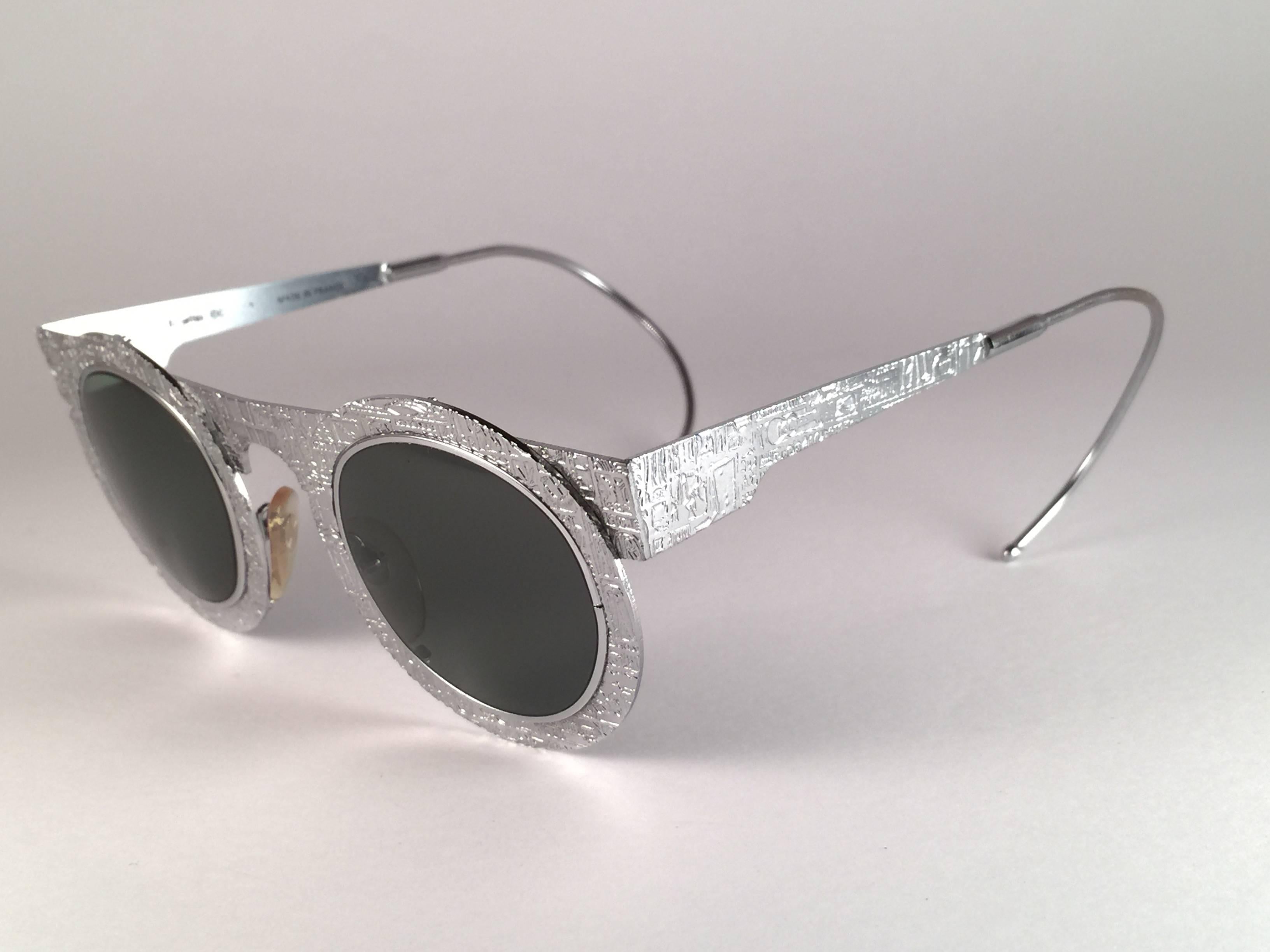 Black New Vintage IDC Pour Marithe Francois Girbaud Round Silver Sunglasses France