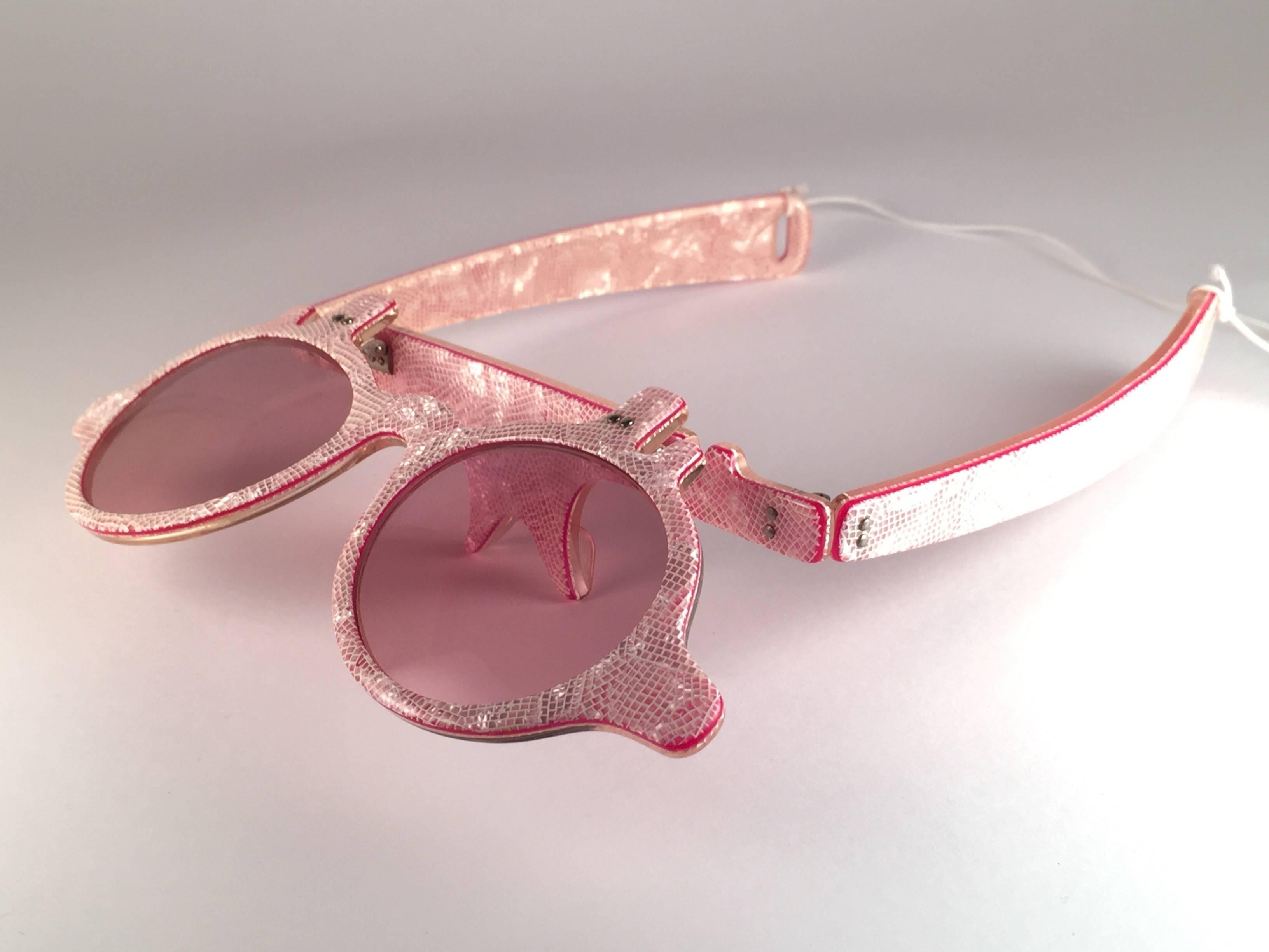 Women's New Vintage IDC Optical Rose Lenses Flip Top Sunglasses France 1990's For Sale