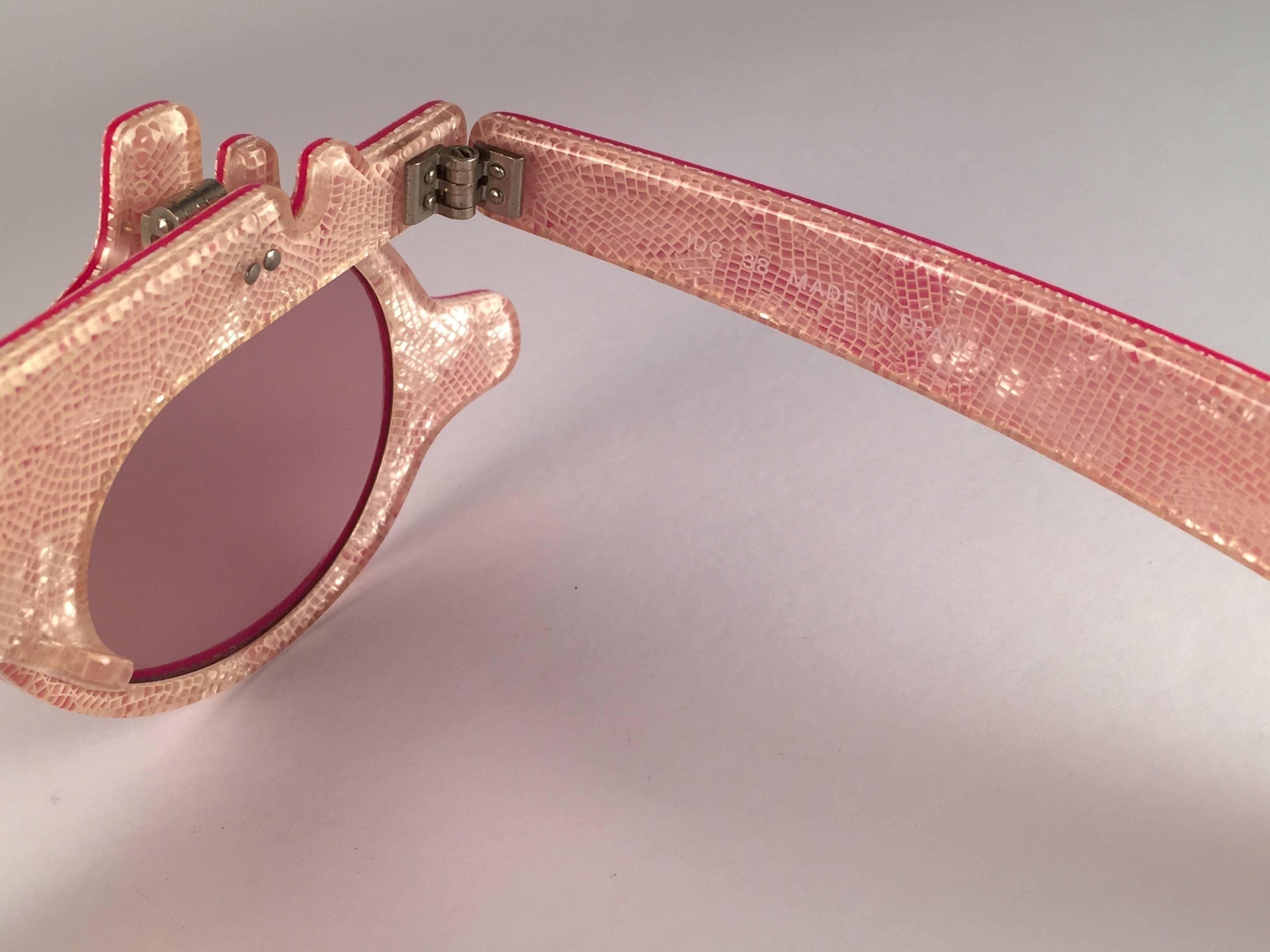 New Vintage IDC Optical Rose Lenses Flip Top Sunglasses France 1990's For Sale 1
