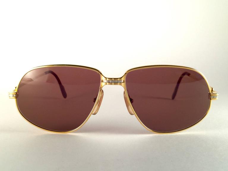 New Vintage Cartier Panthere 56mm Medium Sunglasses France 18k Gold Heavy  Plated at 1stDibs | cartier cabriolet, 1988 cartier sunglasses, cartier  sunglasses 18k gold