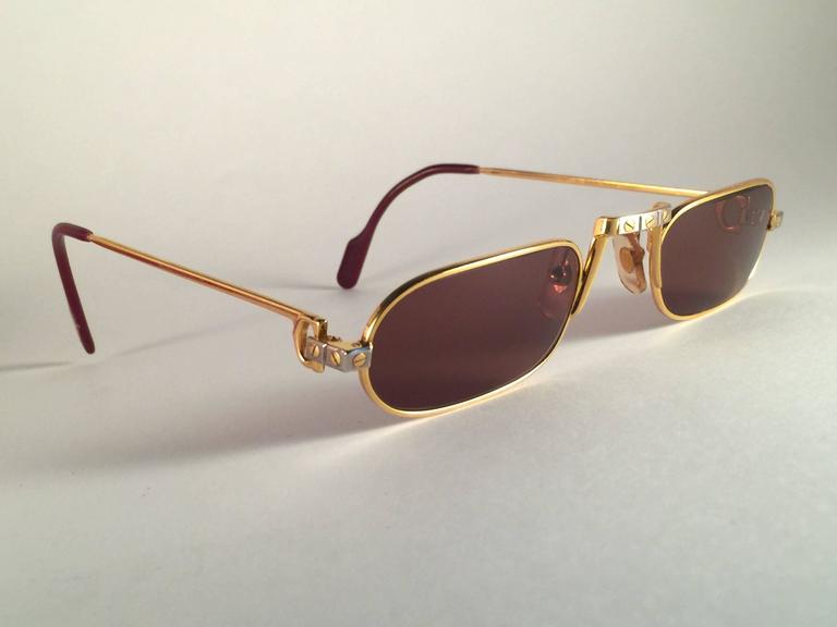 New Vintage Cartier Louis Santos Demi Lune 50mm Reading Gold Plated  Sunglasses at 1stDibs | cartier demi lune