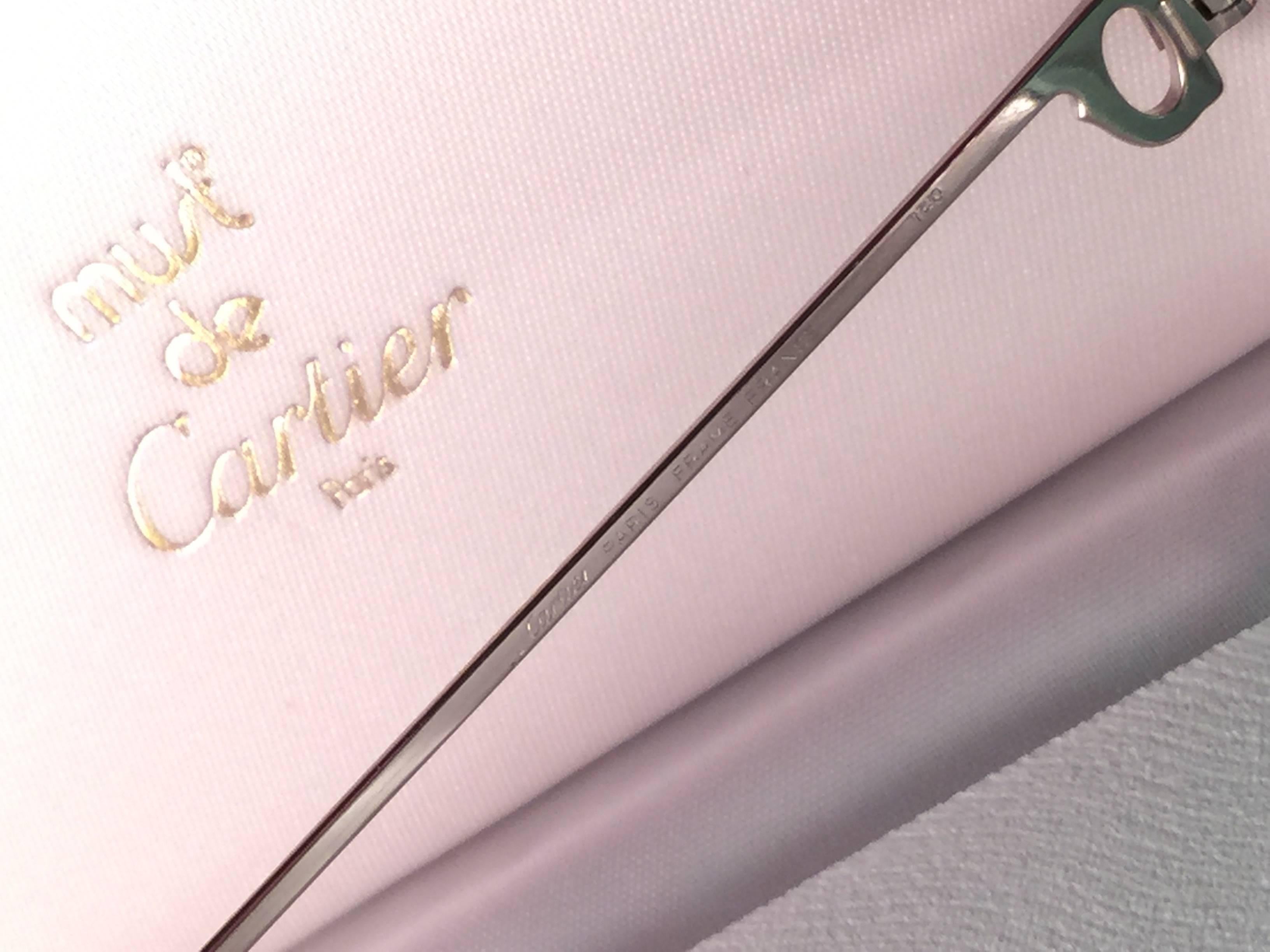 New Cartier Santos Screws White Gold Heavy Plated 62Mm Sunglasses France In New Condition In Baleares, Baleares