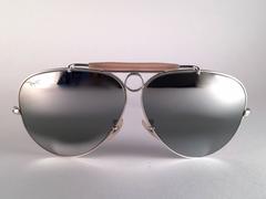 New Vintage Ray Ban Shooter White Gold 62Mm Double Mirror 1980's B&L Sunglasses