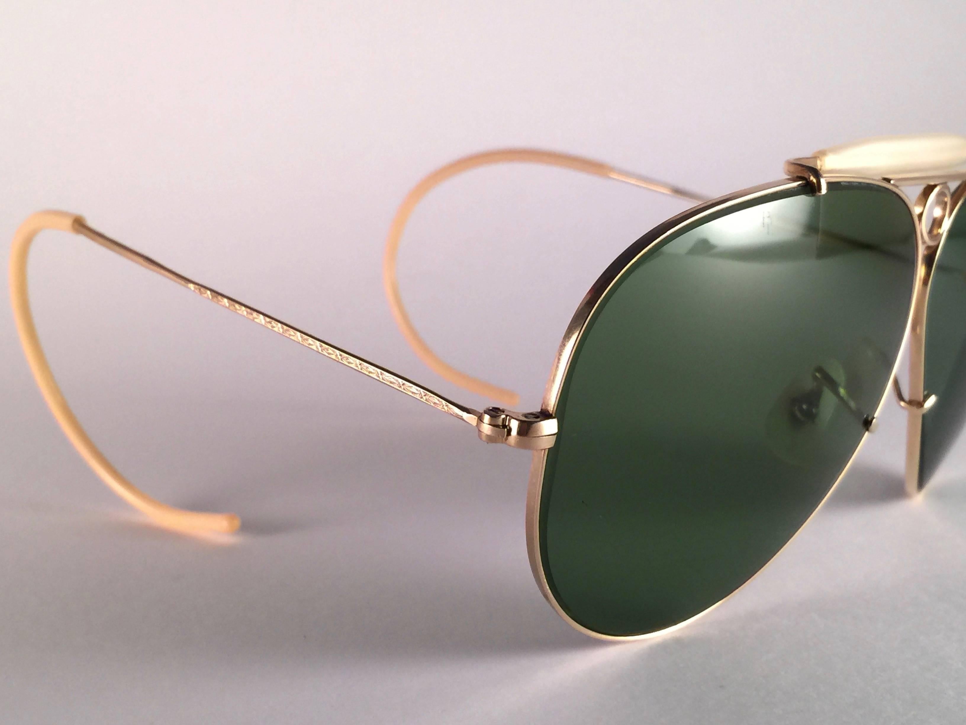 Neu Ray Ban Shooter 1950's Classic 12K Gold gefüllt Collectors B&L USA Sonnenbrillen (Braun)