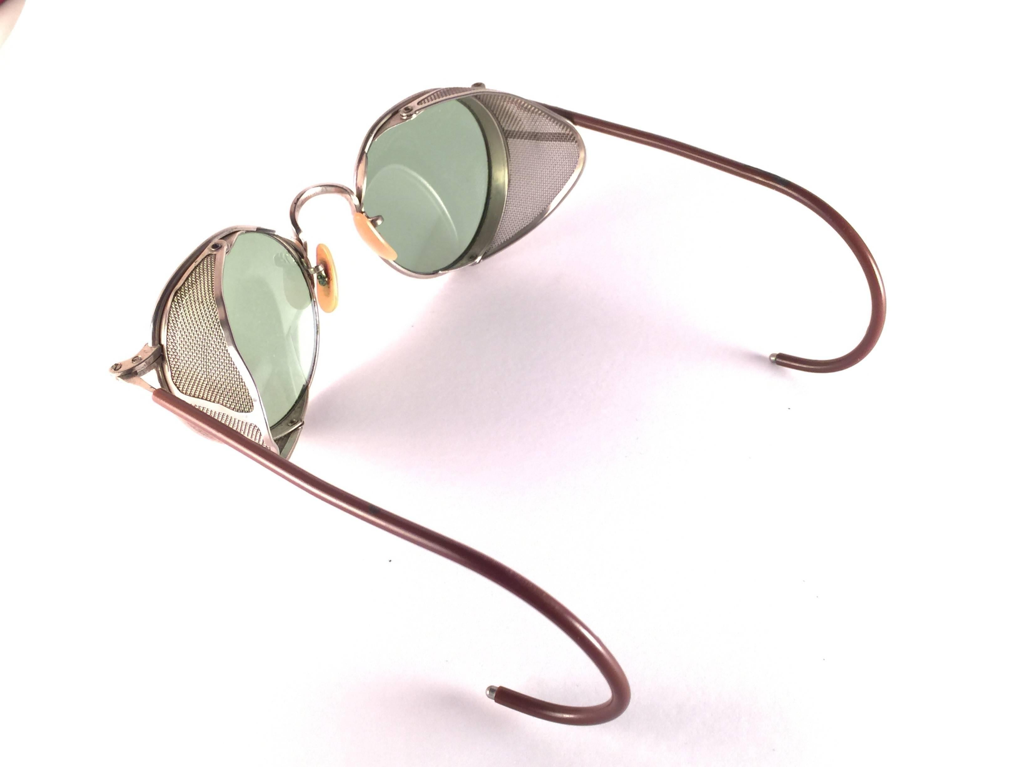Gray Mint Vintage Bausch & Lomb Goggles Steampunk 1950's Collectors Item Sunglasses
